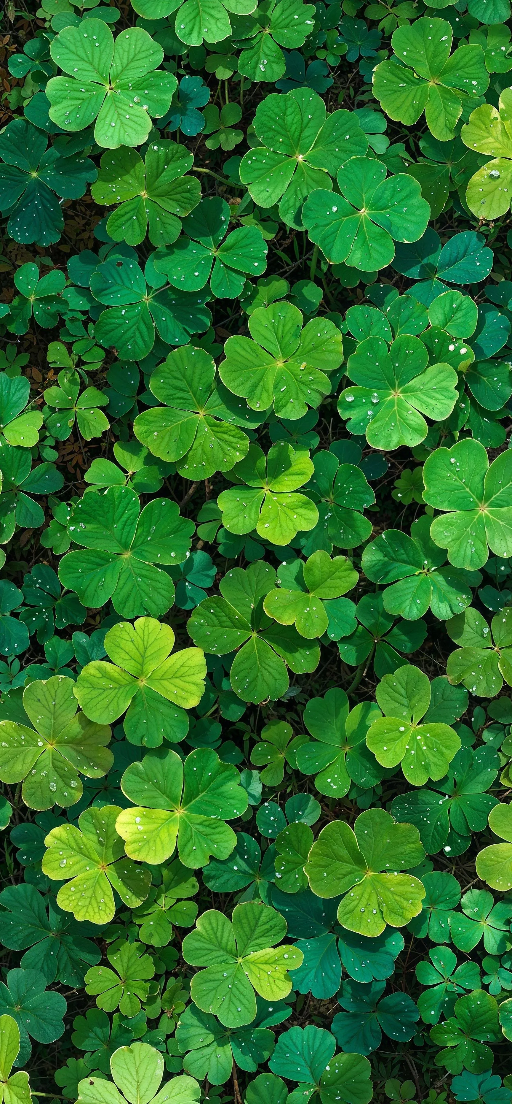Dense Green Clovers Growing Naturally in Soft Light