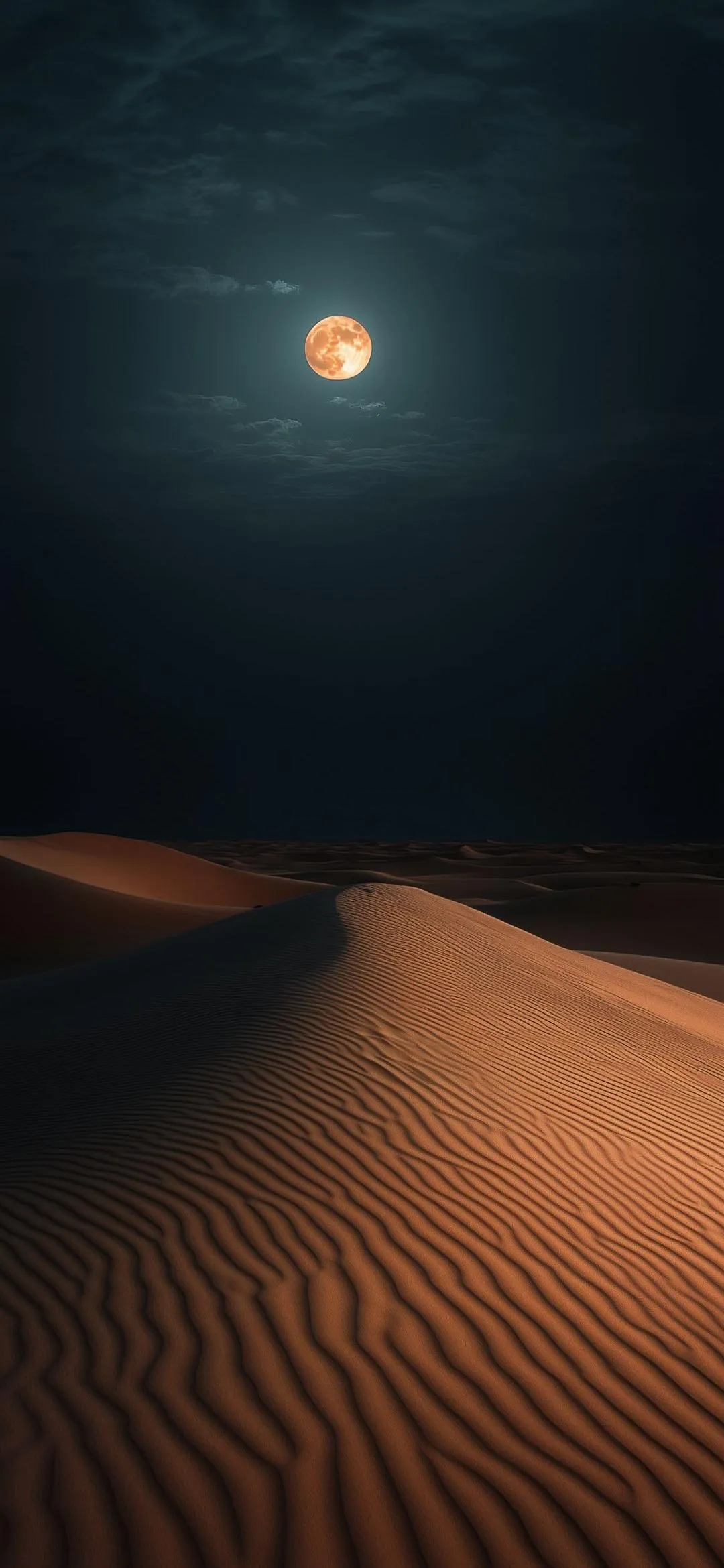 Desert Night Sky Illuminated by Bright Full Moon Wallpaper