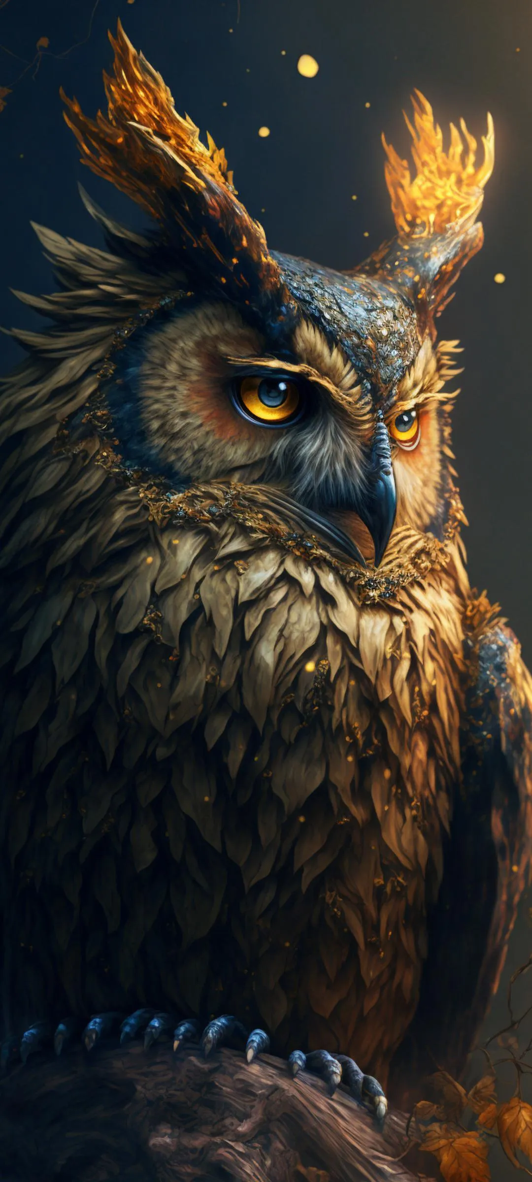 Detailed Close Up Of Brown Owl With Intense Yellow Eyes