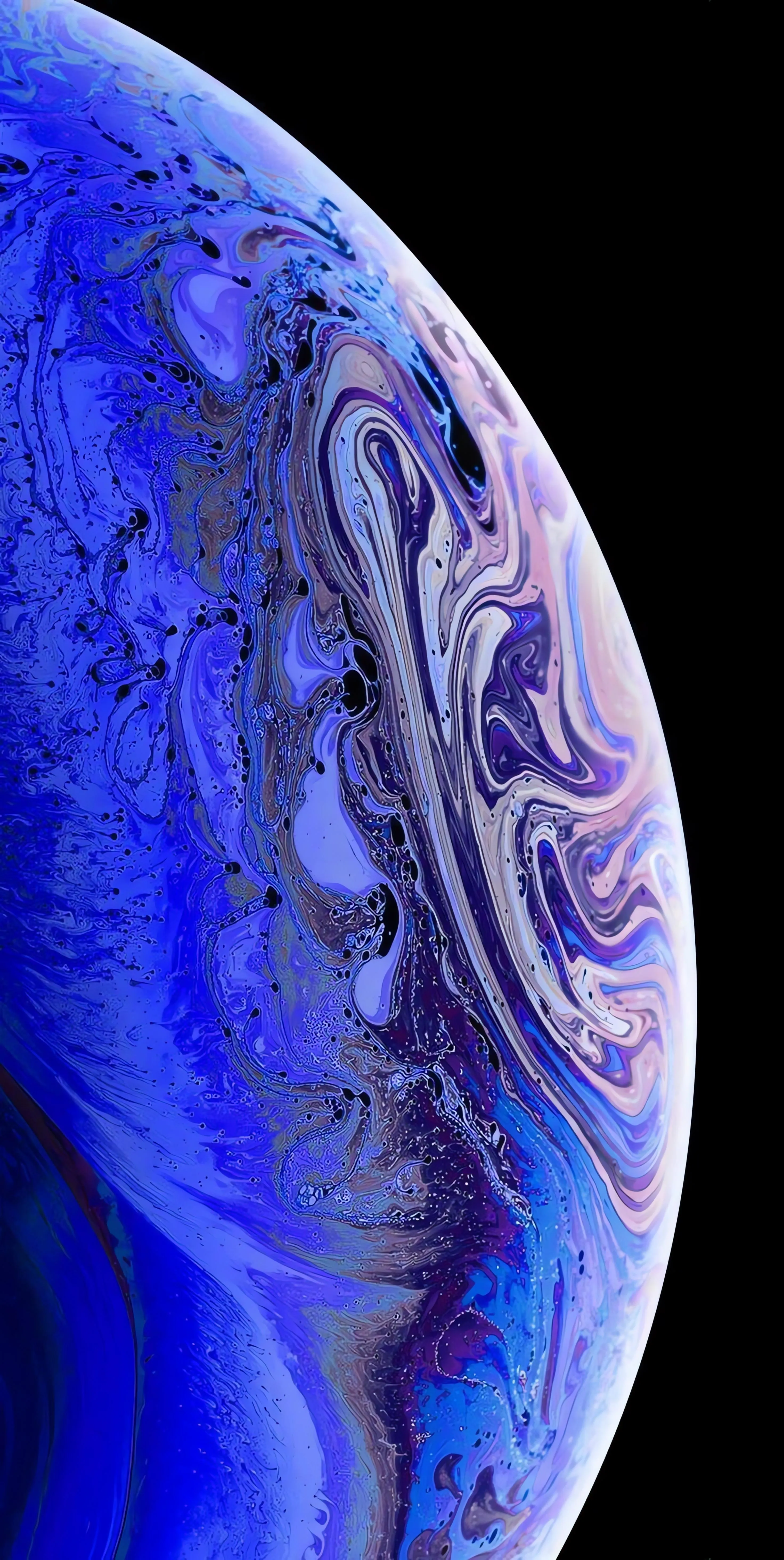 Detailed Closeup of Blue and Purple Planet Surface Texture