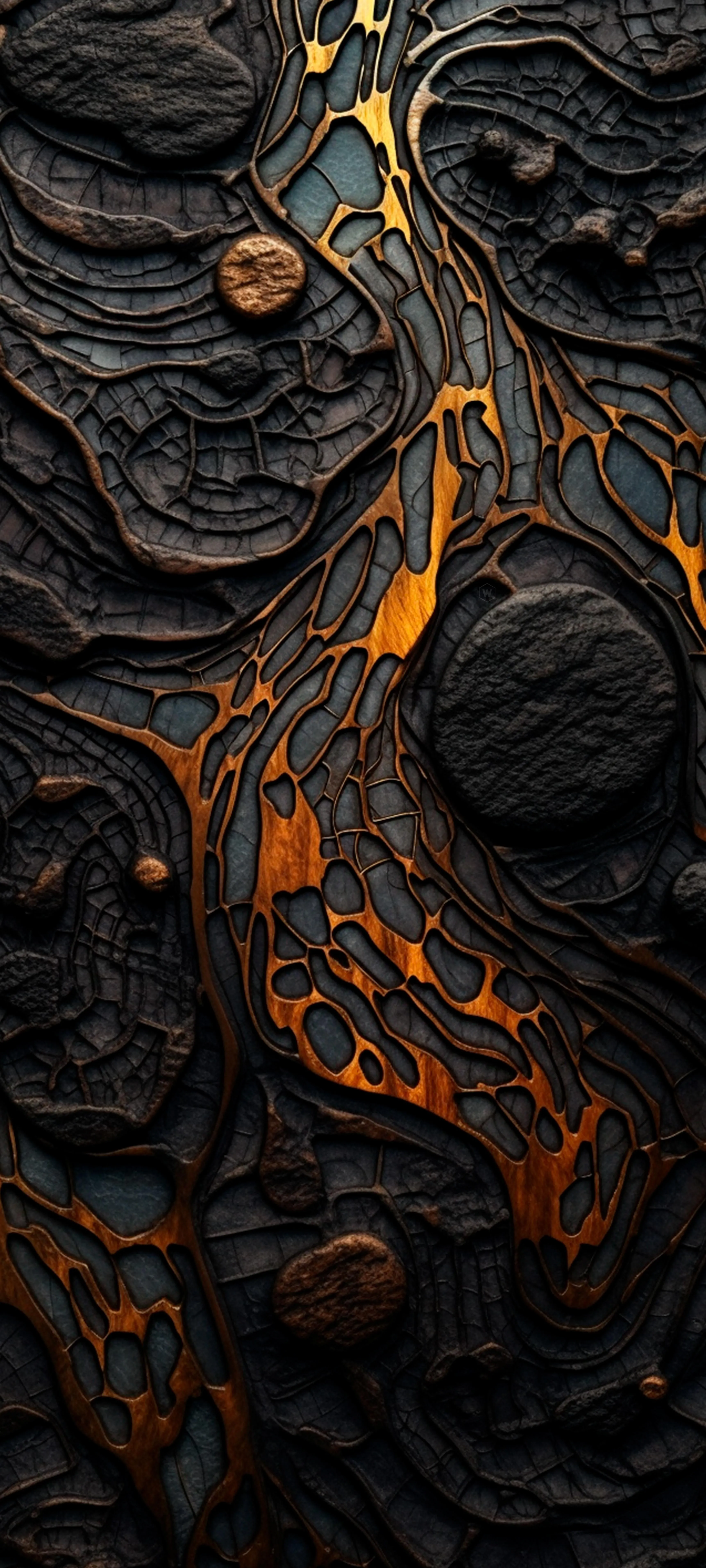 Detailed Lava Rocks Texture with Orange Hot Lava Flow