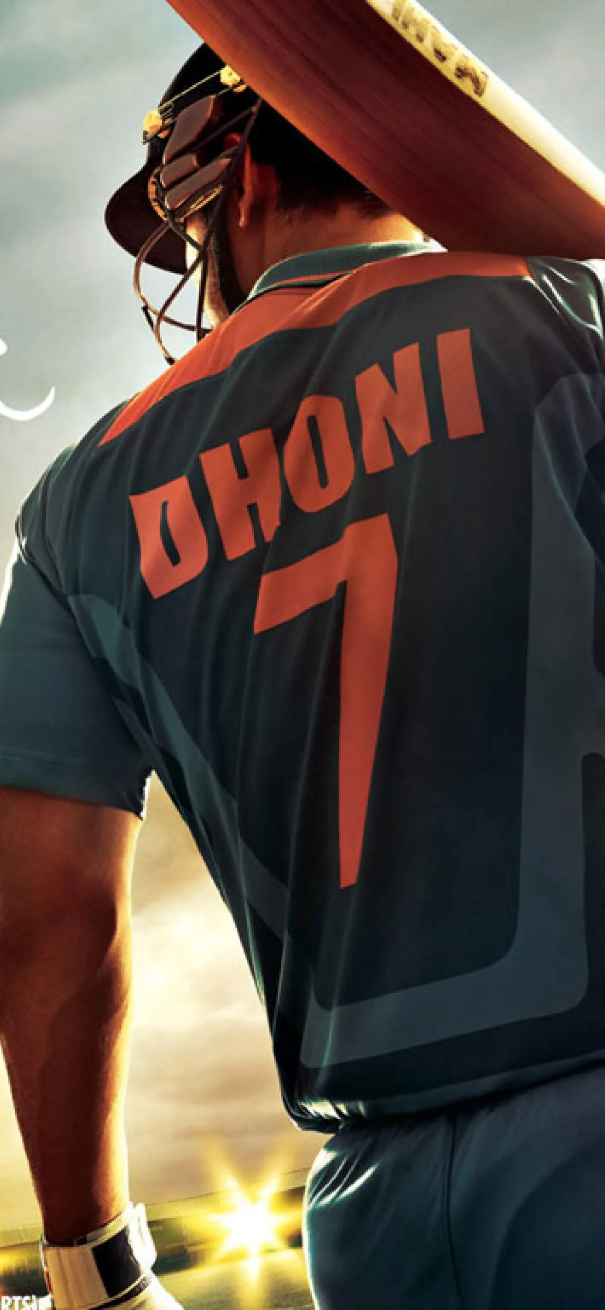 Dhoni in Jersey Number Seven Walking in Sunset Light
