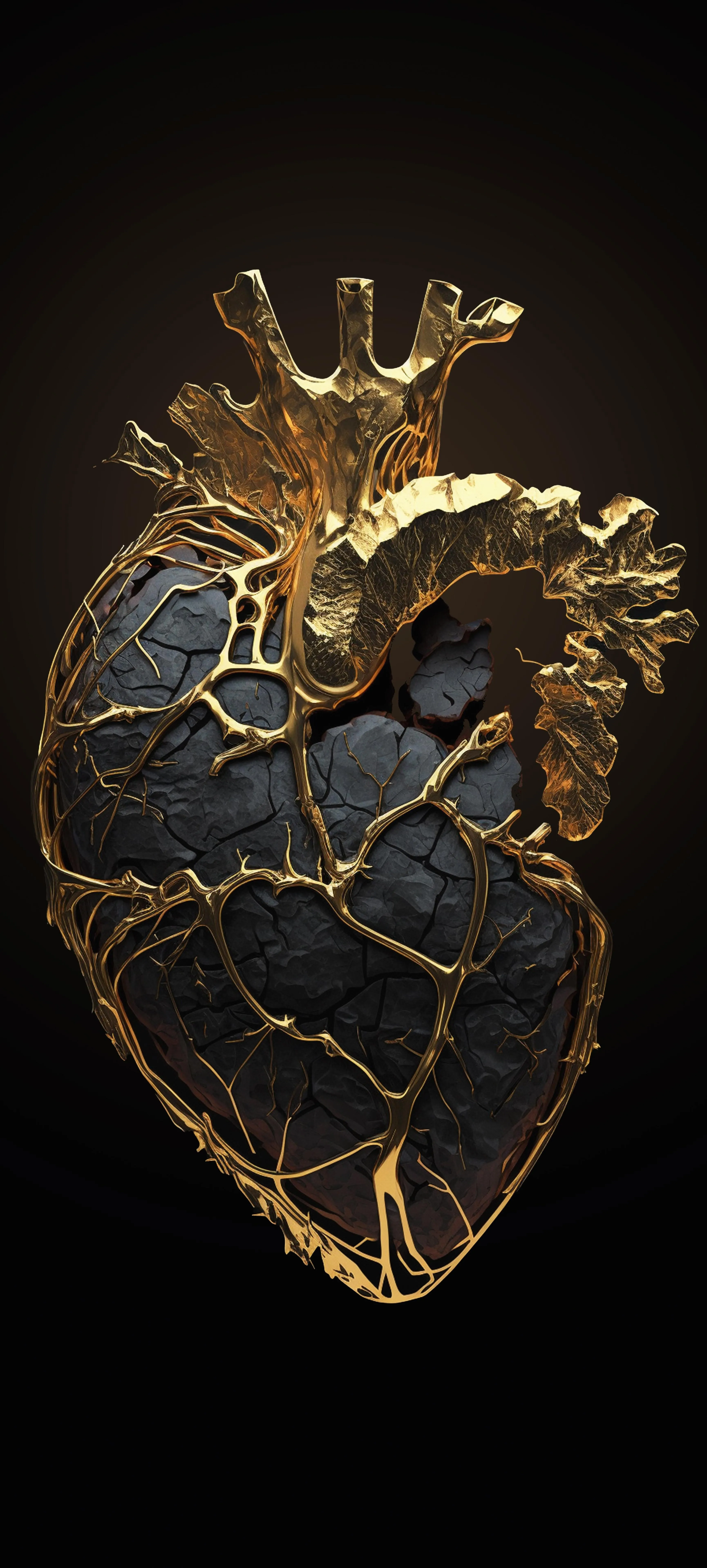 Digital Blue and Gold Heart with Steampunk Art Design