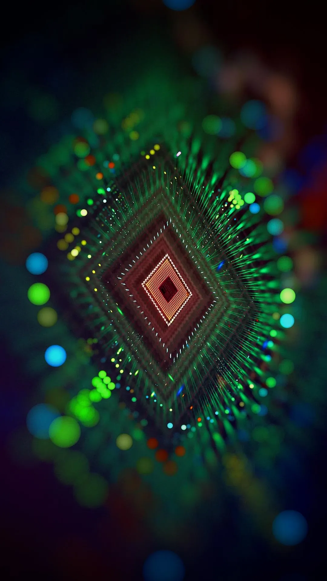 Digital Circuit Art in Geometric Neon Pattern Design