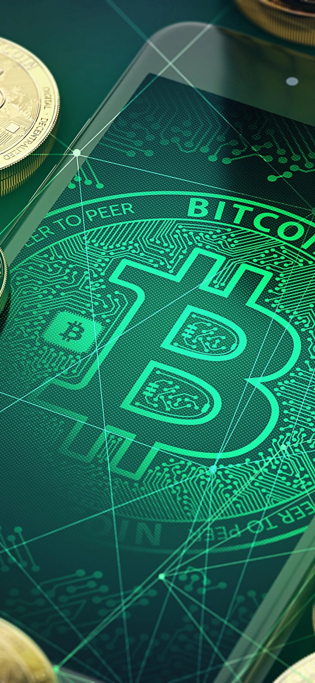 Digital Currency Bitcoin Design with Green Color Theme