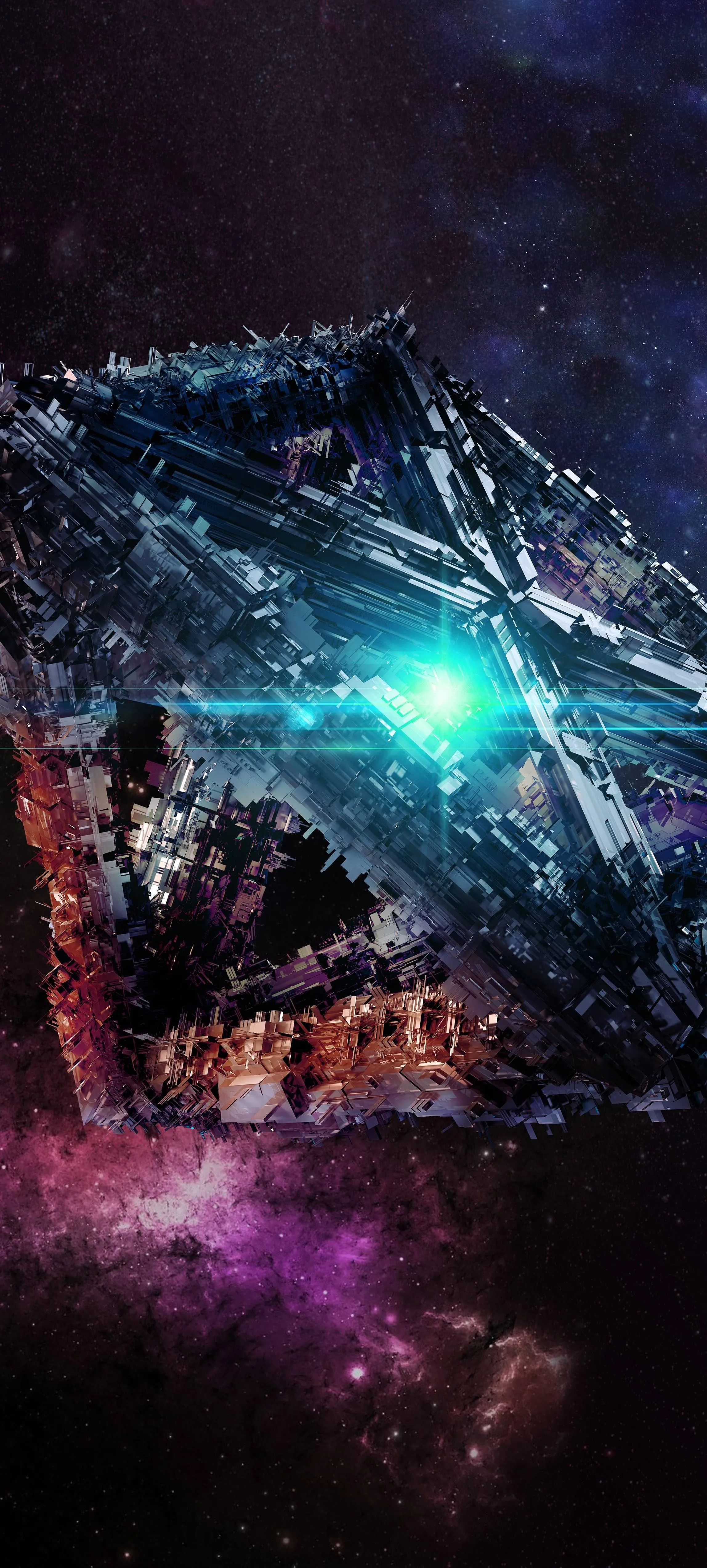 Distant Galaxy and Nebula with Stars in Deep Space Image