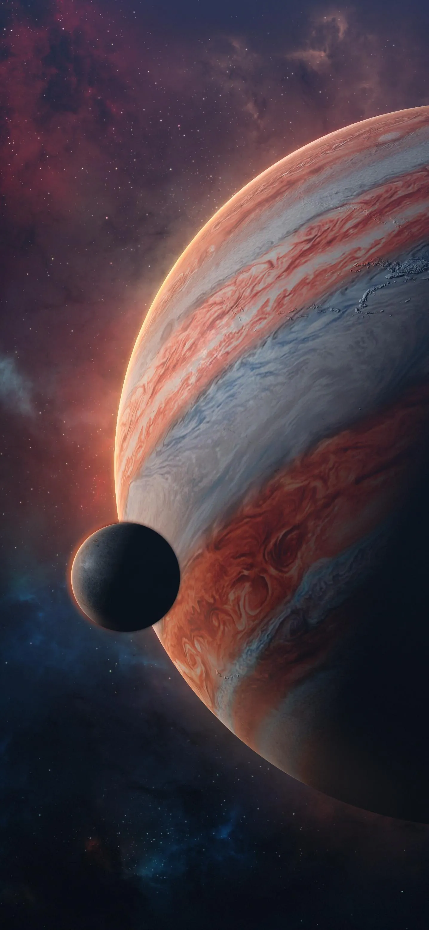 Distant Planet with Rings and Moons in Outer Space Wallpaper