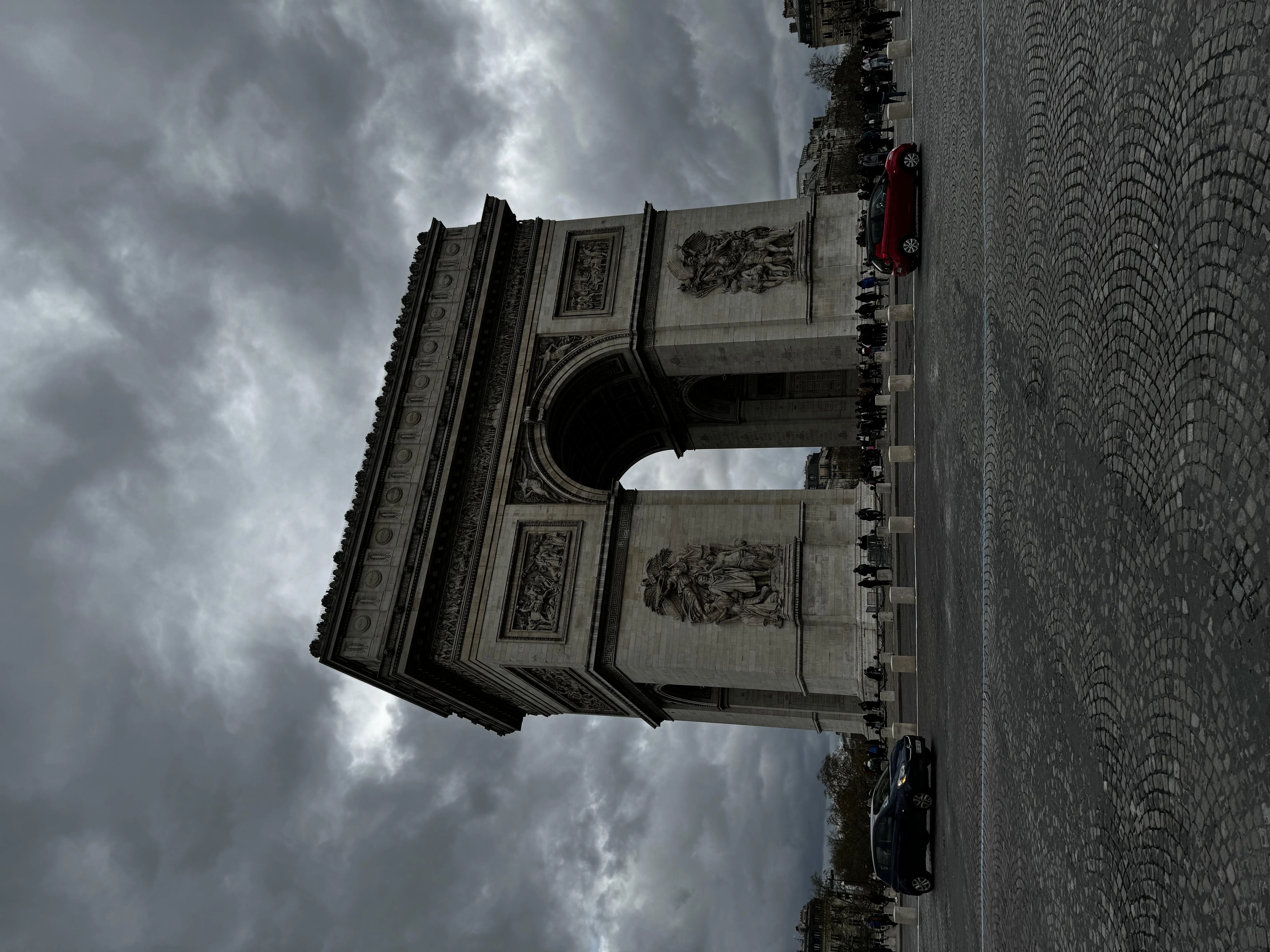 Dramatic Cloudy Sky Over Architectural Landmark Street View
