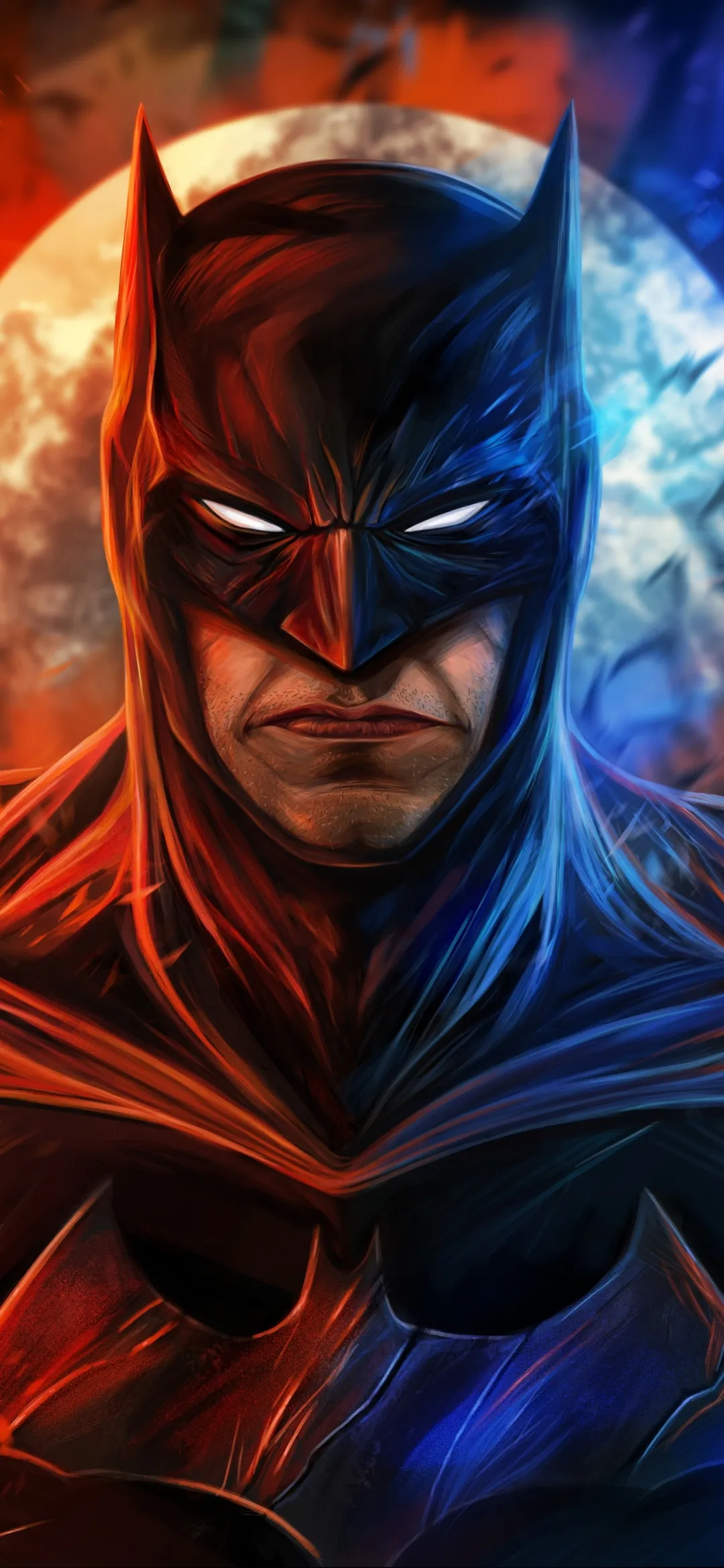 Dramatic Red Masked Superhero Portrait Artwork Wallpaper