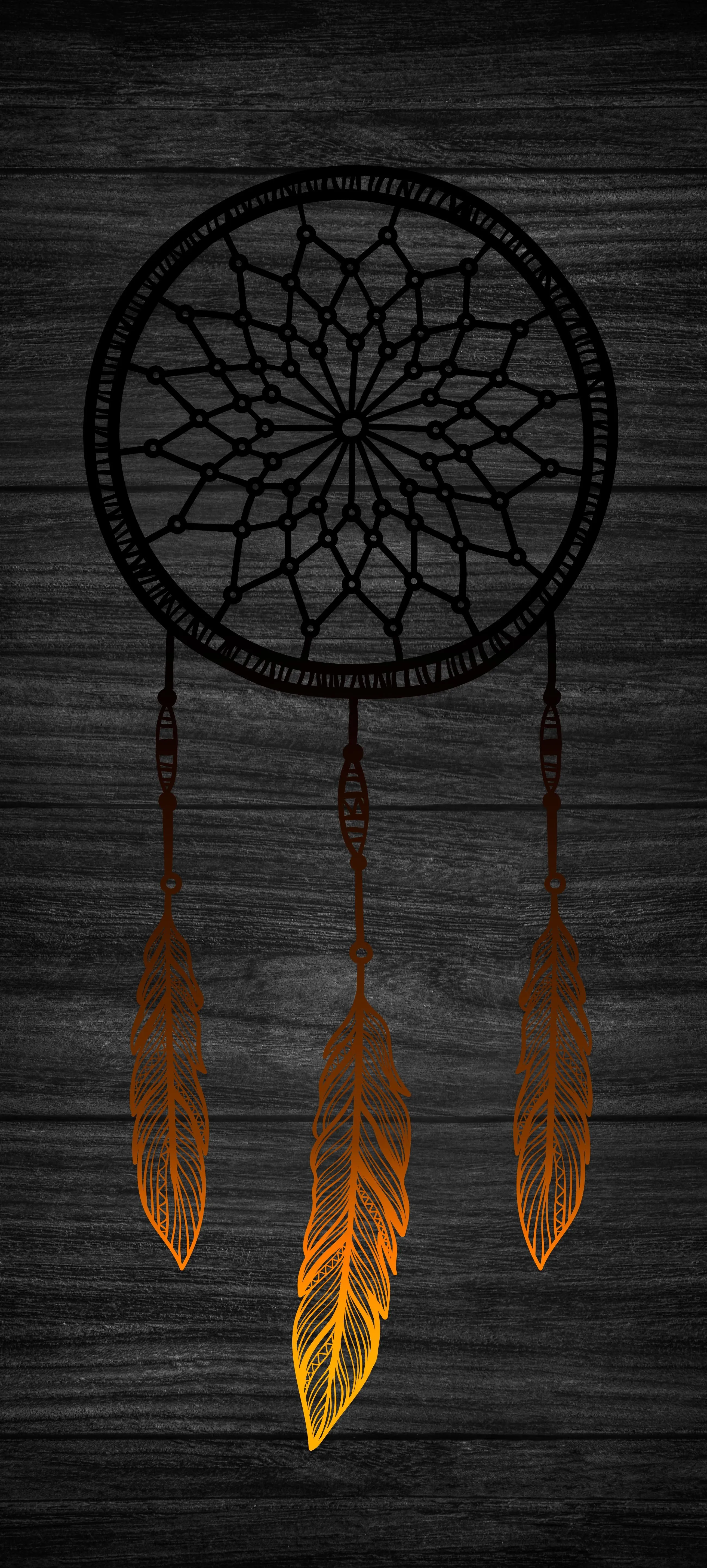 Dreamcatcher Hanging on Black Wood Background Wallpaper