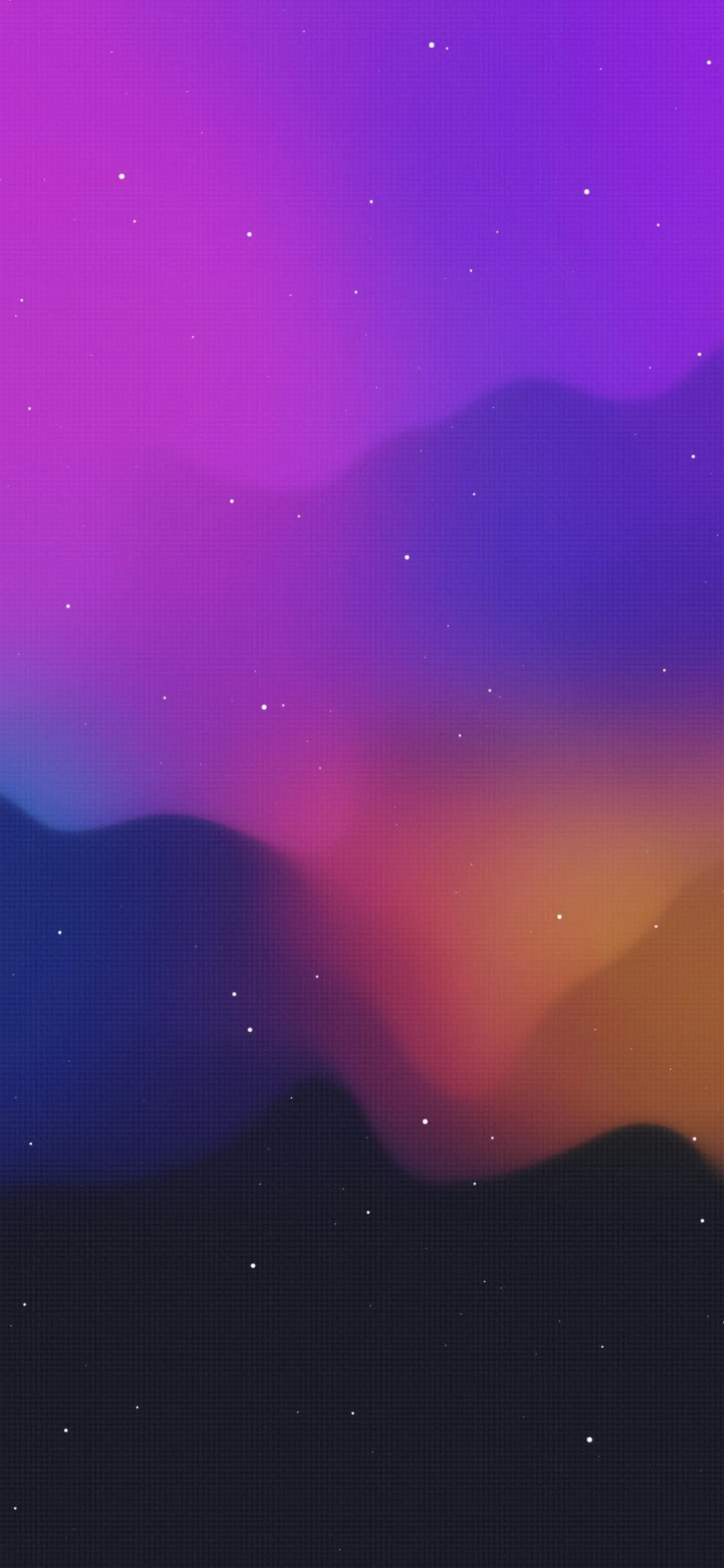 Dreamy Abstract Purple and Orange Sky Over Hills Wallpaper