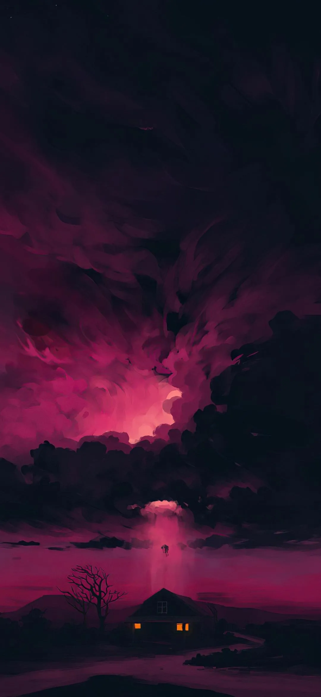 Dreamy Cosmic Night Sky Abstract Light Glow Wallpaper