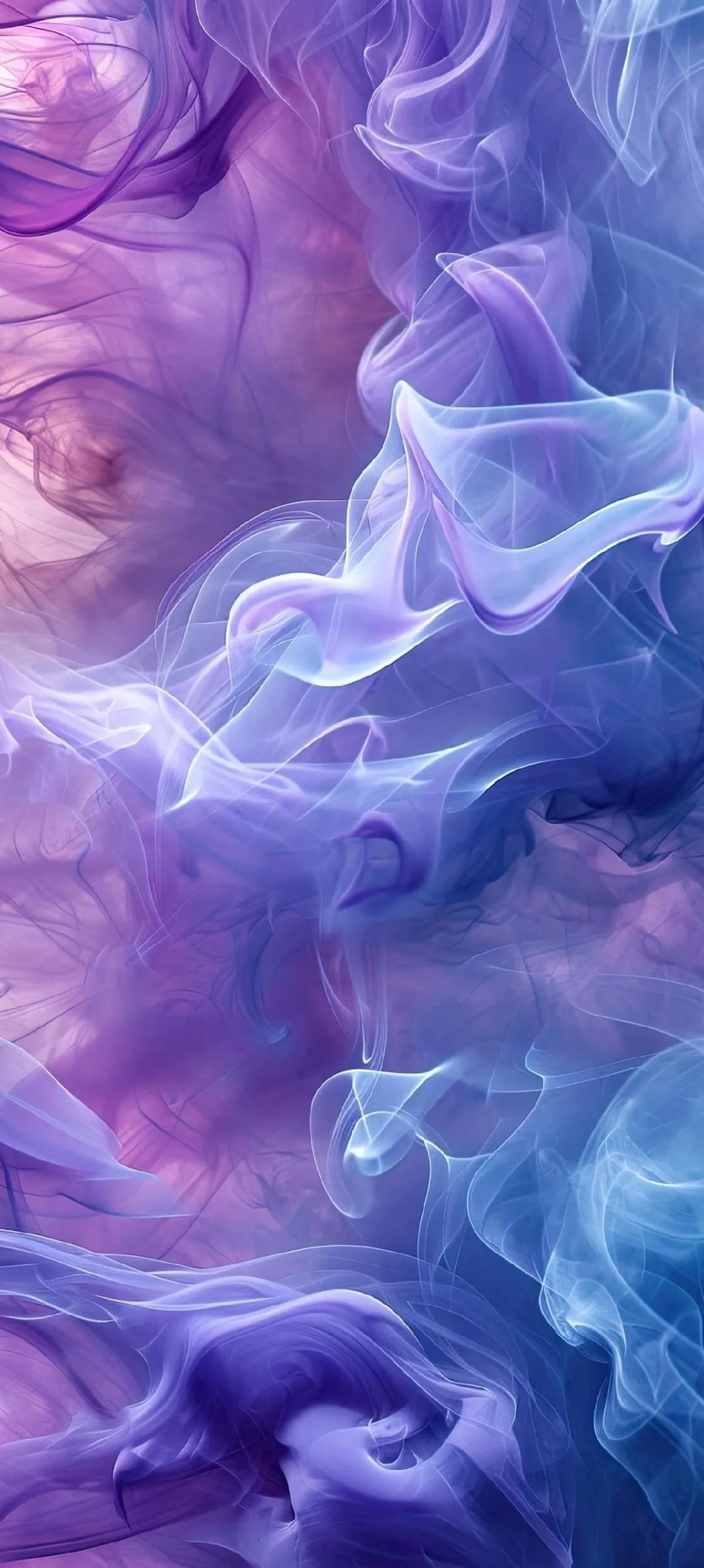 Dreamy Purple and Blue Smoke Swirls in Abstract Design