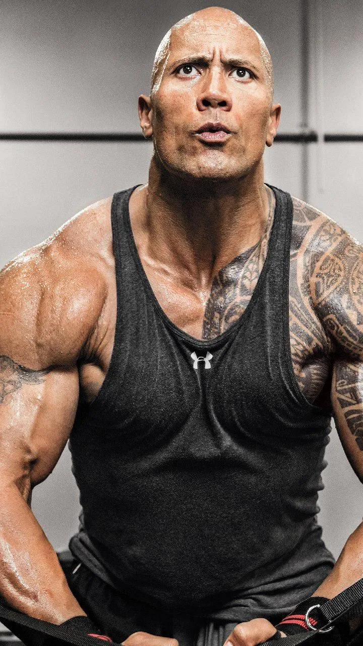 Dwayne Johnson Posing Confident Gym Fitness Motivational