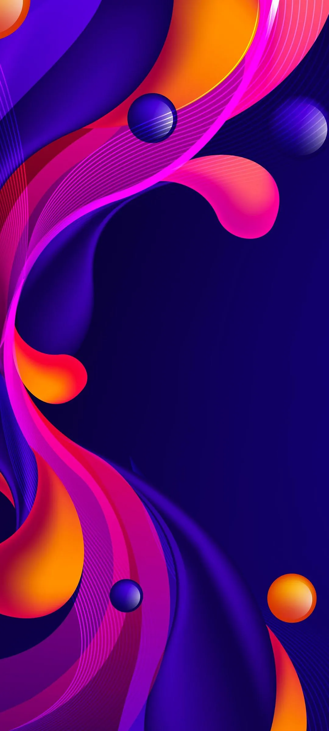 Dynamic Fluid Art with Vibrant Purple and Orange Flow