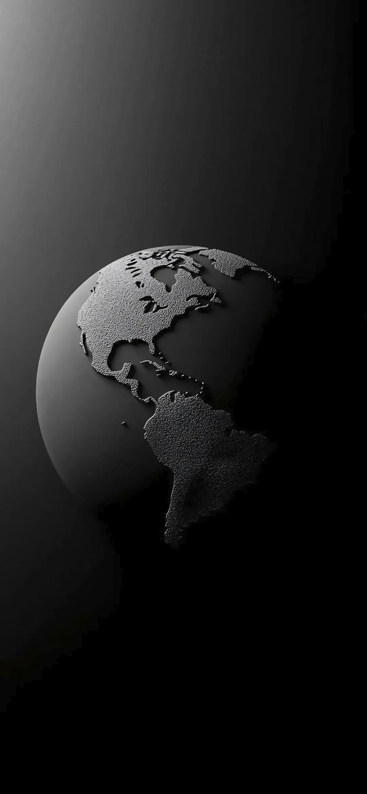Earth Globe in Dark Shadow Minimal Space Design Wallpaper