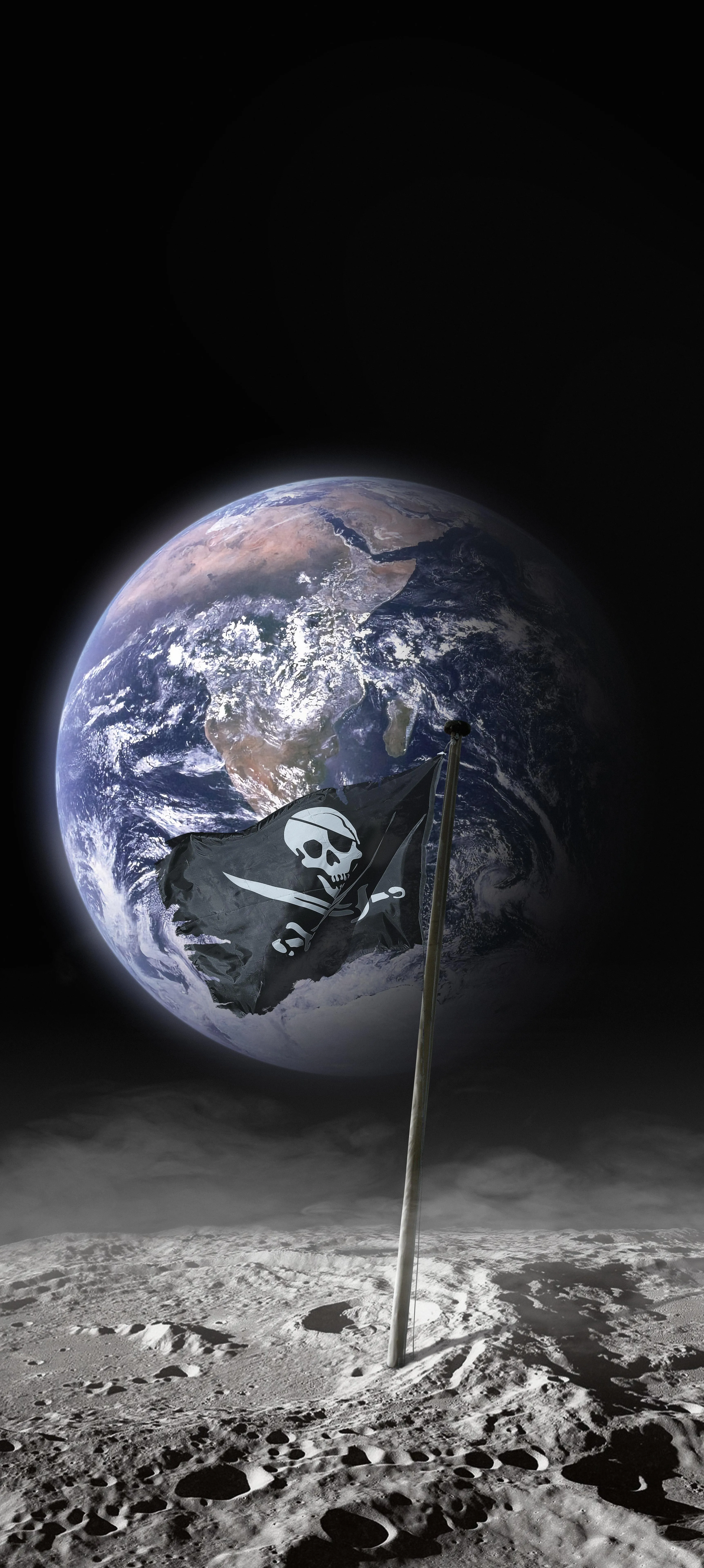 Earth Seen from Moon Surface in Space Inspired Art Wallpaper