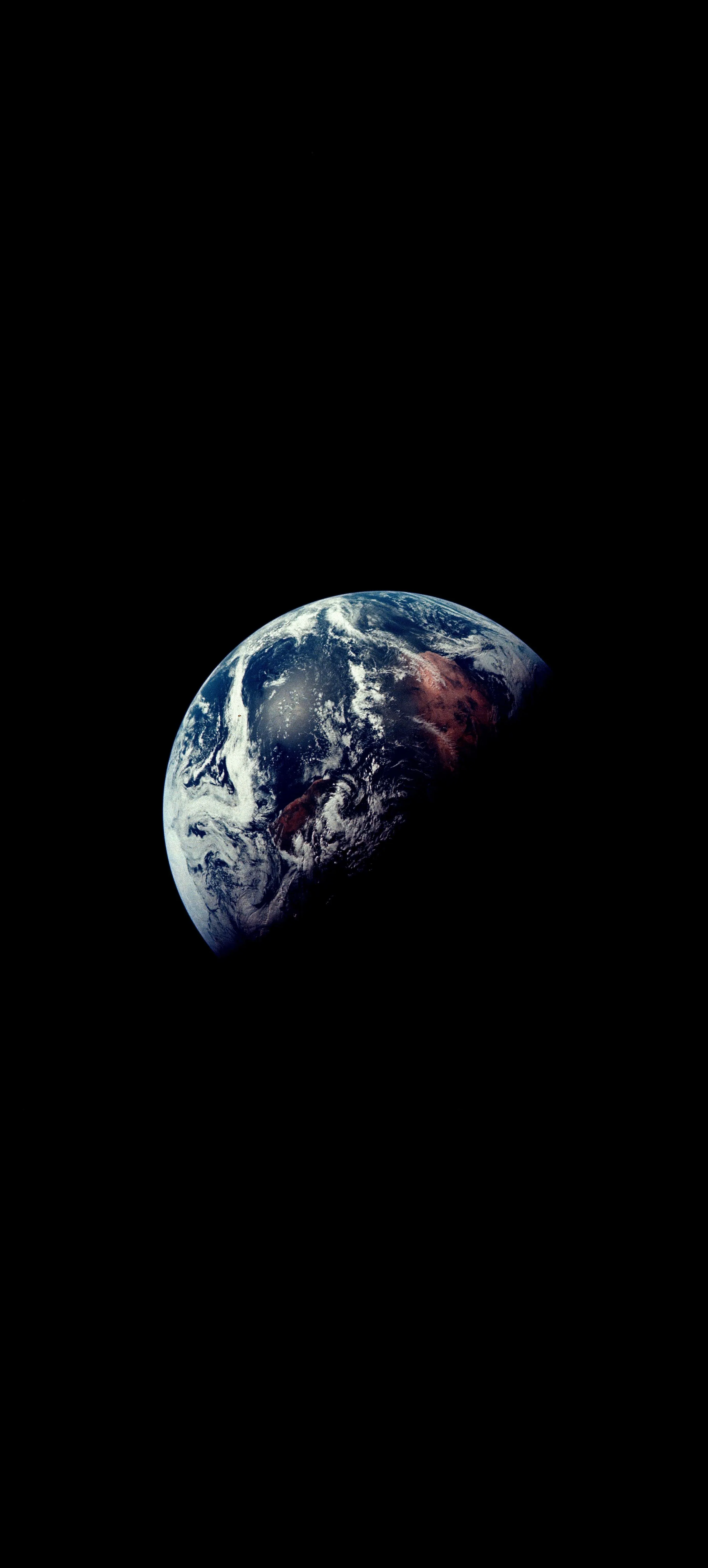Earth Viewed from Space Against Black Outer Space Background
