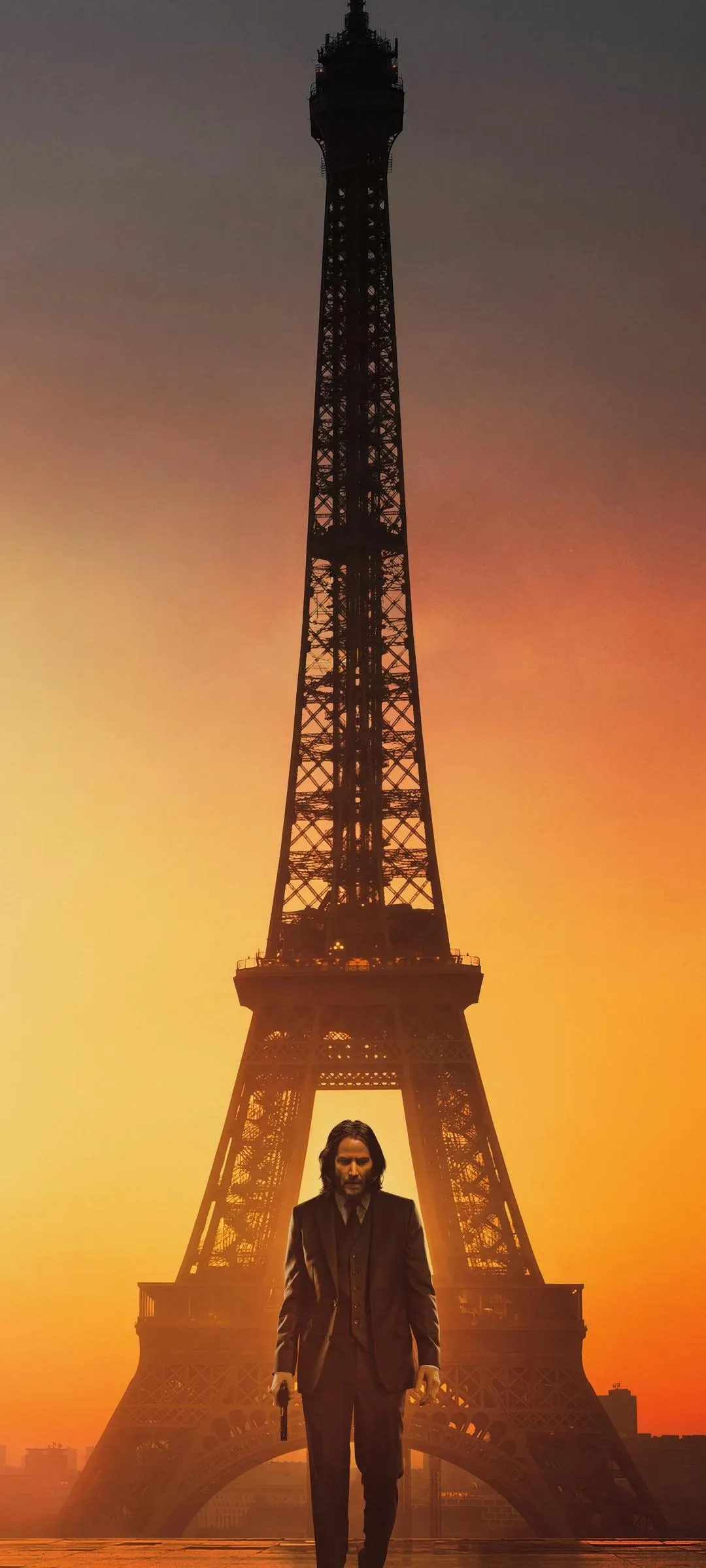 Eiffel Tower Glowing at Sunset in Paris Wallpaper Background
