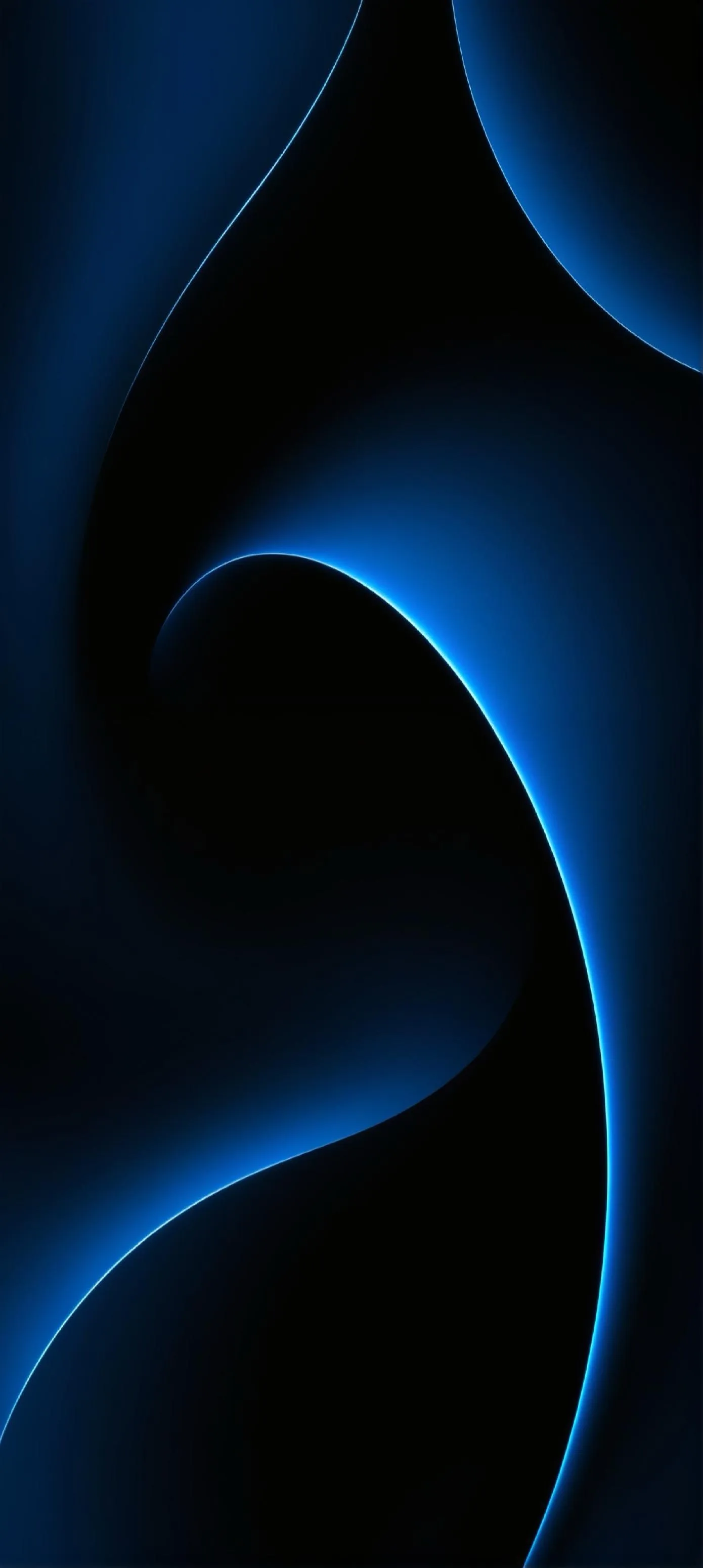 Electric Blue Curves in Futuristic Abstract Art Wallpaper
