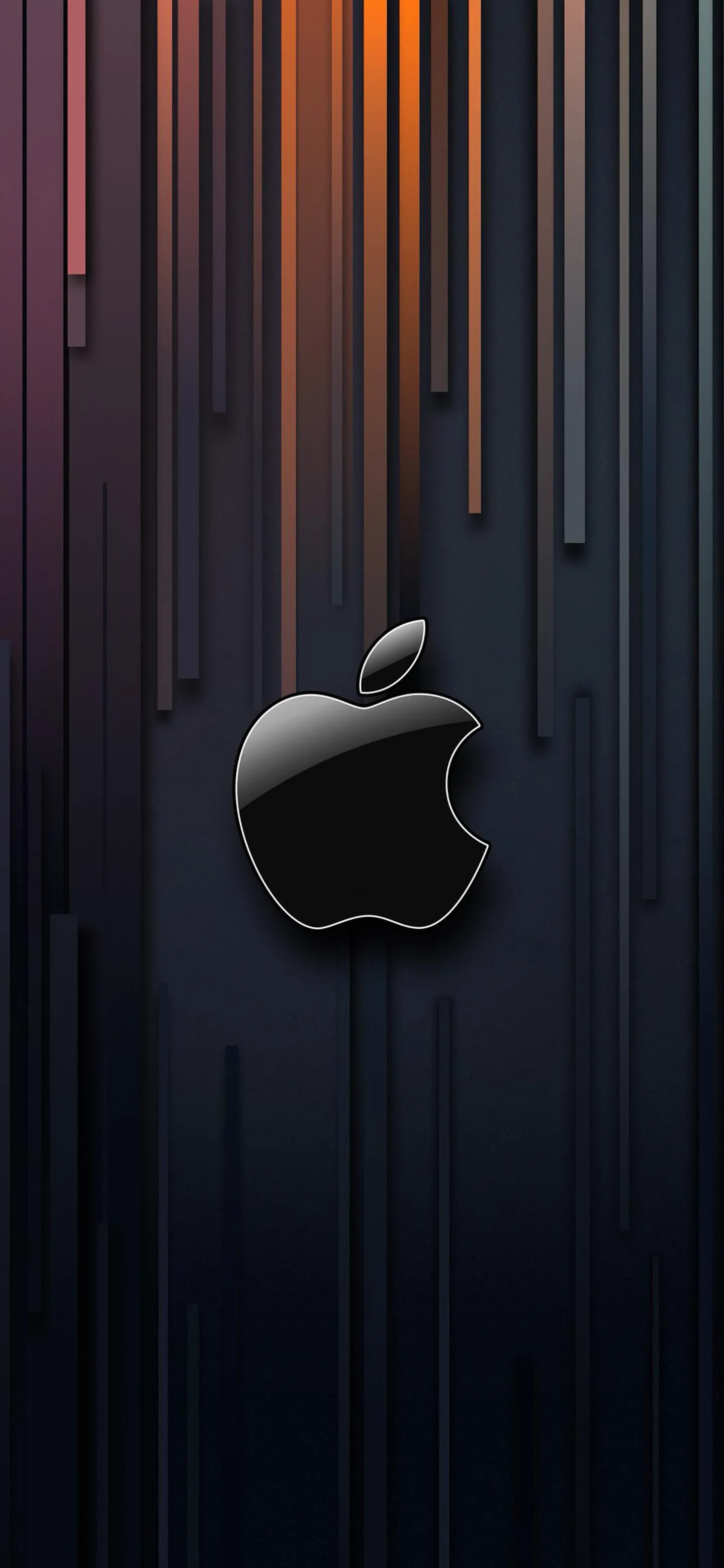 Elegant Apple Logo with Vertical Lines in Black Wallpaper