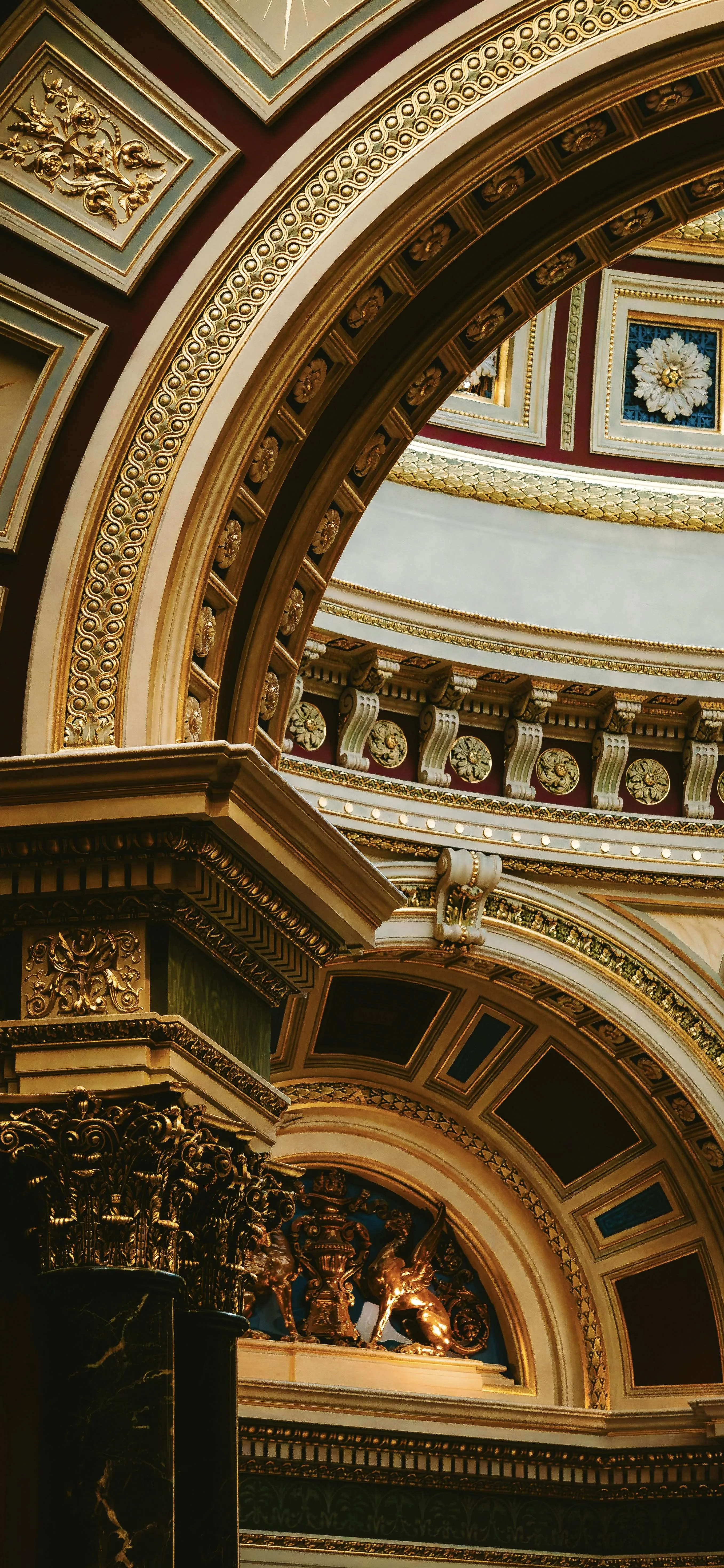 Elegant Architectural Dome Interior with Golden Decorations