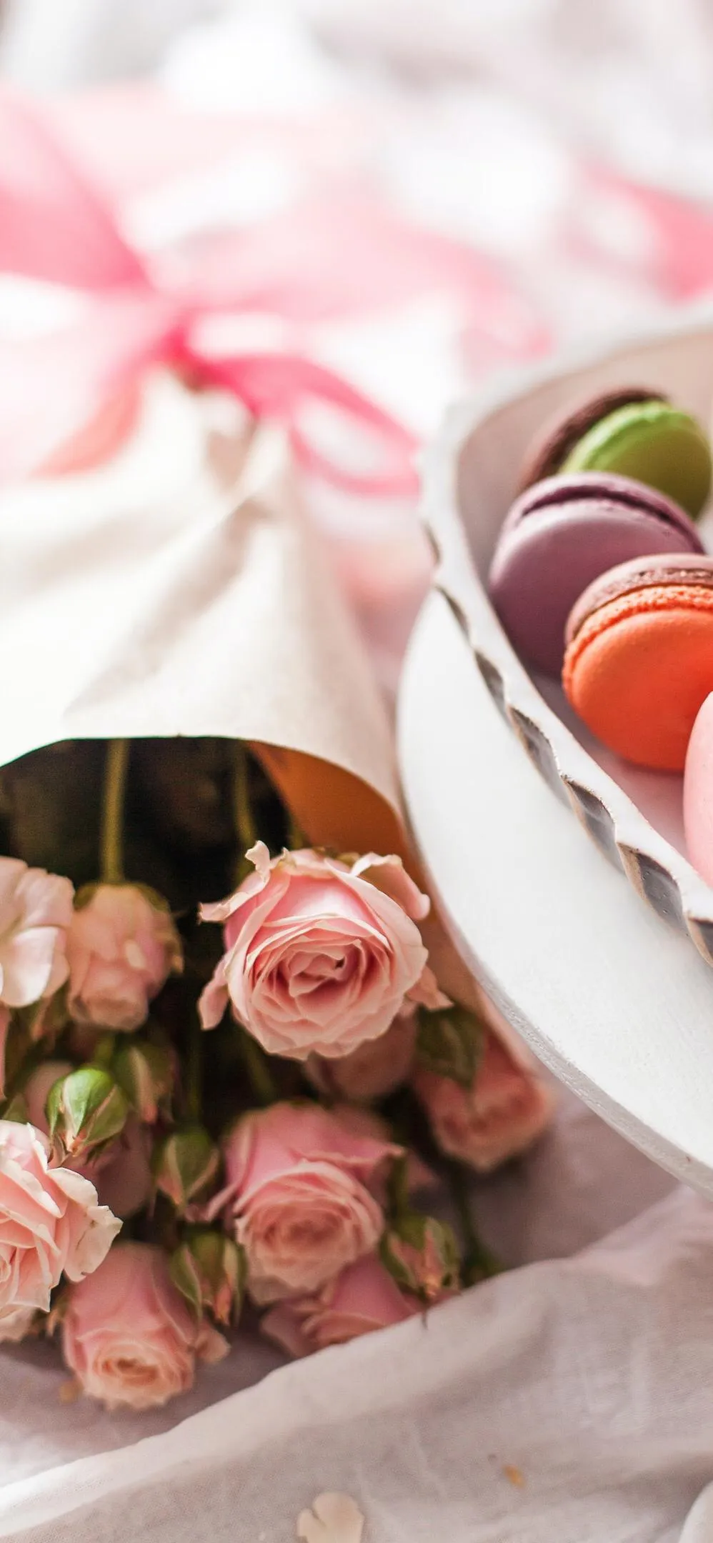 Elegant Bouquet of Roses with Cup of Coffee Aesthetic
