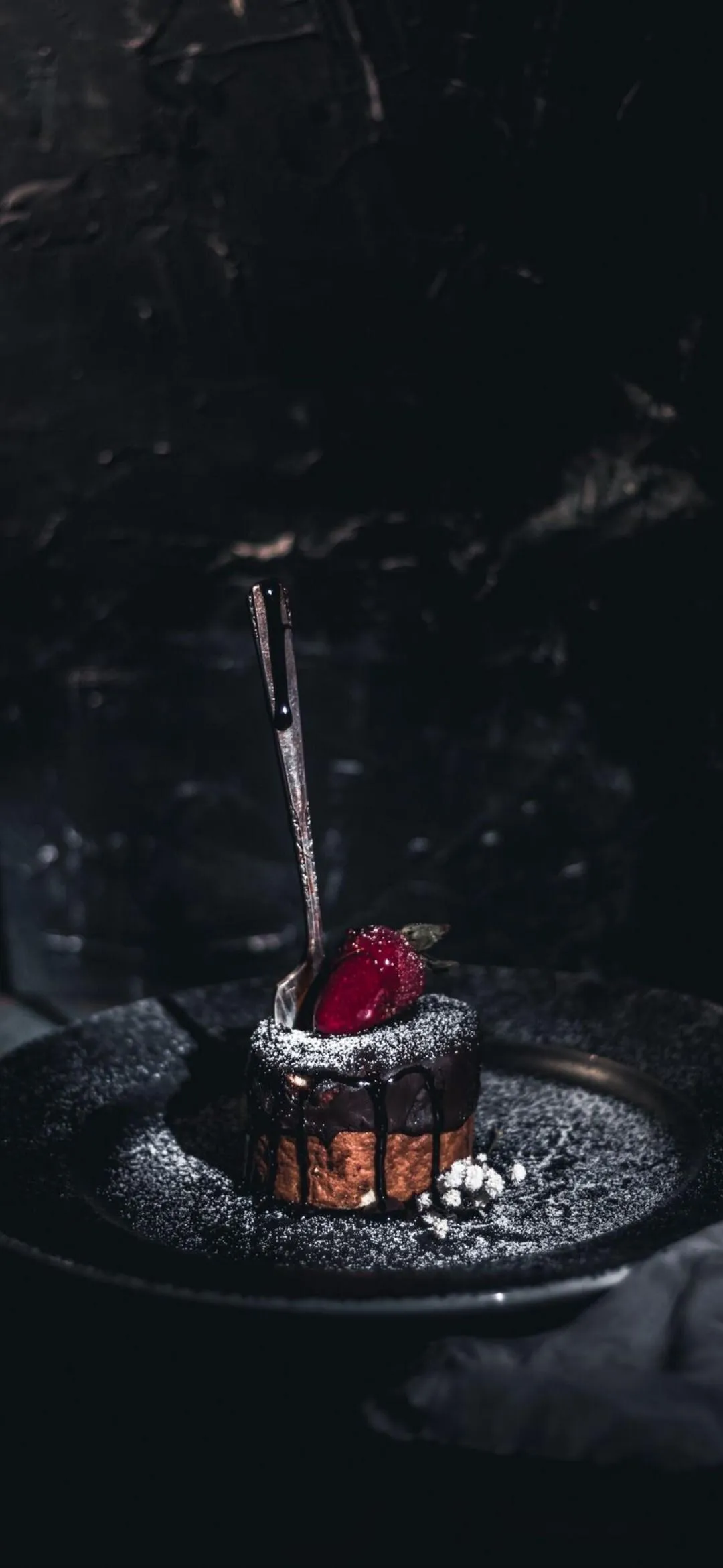 Elegant Chocolate Dessert with Strawberry Topping Image