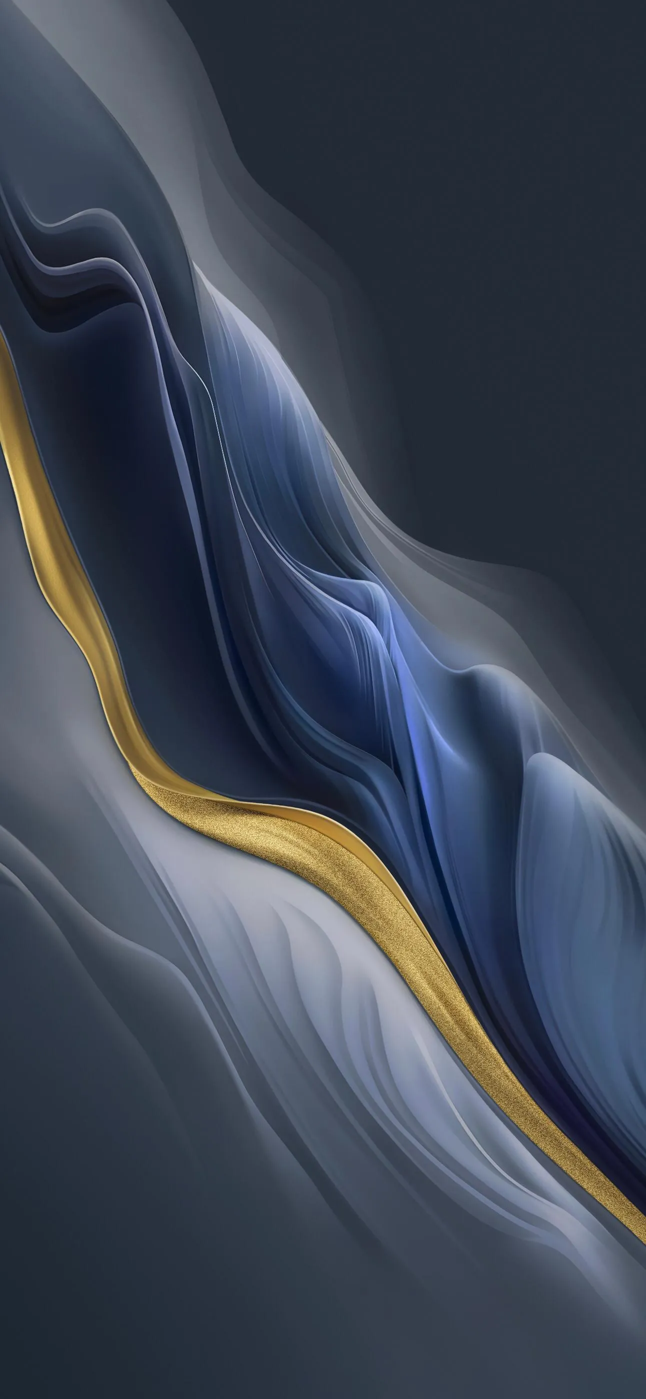 Elegant Gold and Blue Abstract Flow Phone Wallpaper