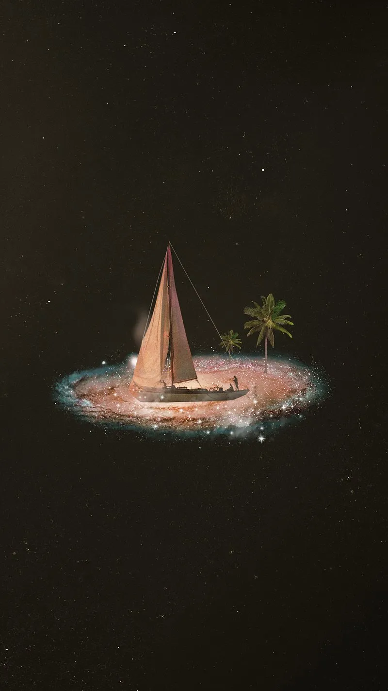 Elegant Sailboat Flame Floating Peacefully in Soft Darkness