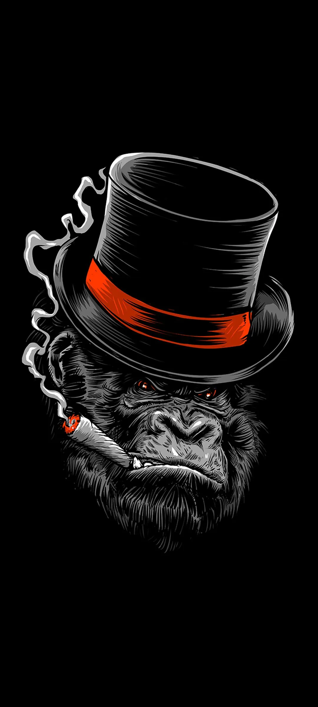 Elegant Smoking Gorilla with Hat Mobile Wallpaper HD