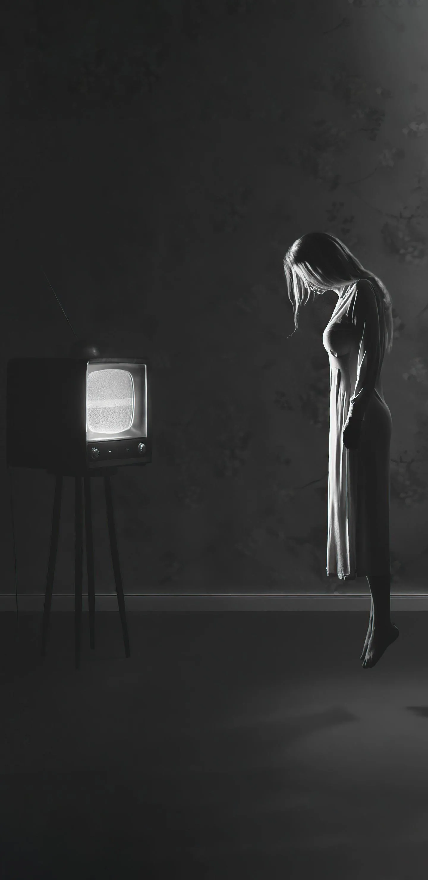 Emotional Black and White Man Standing in Silence Wallpaper