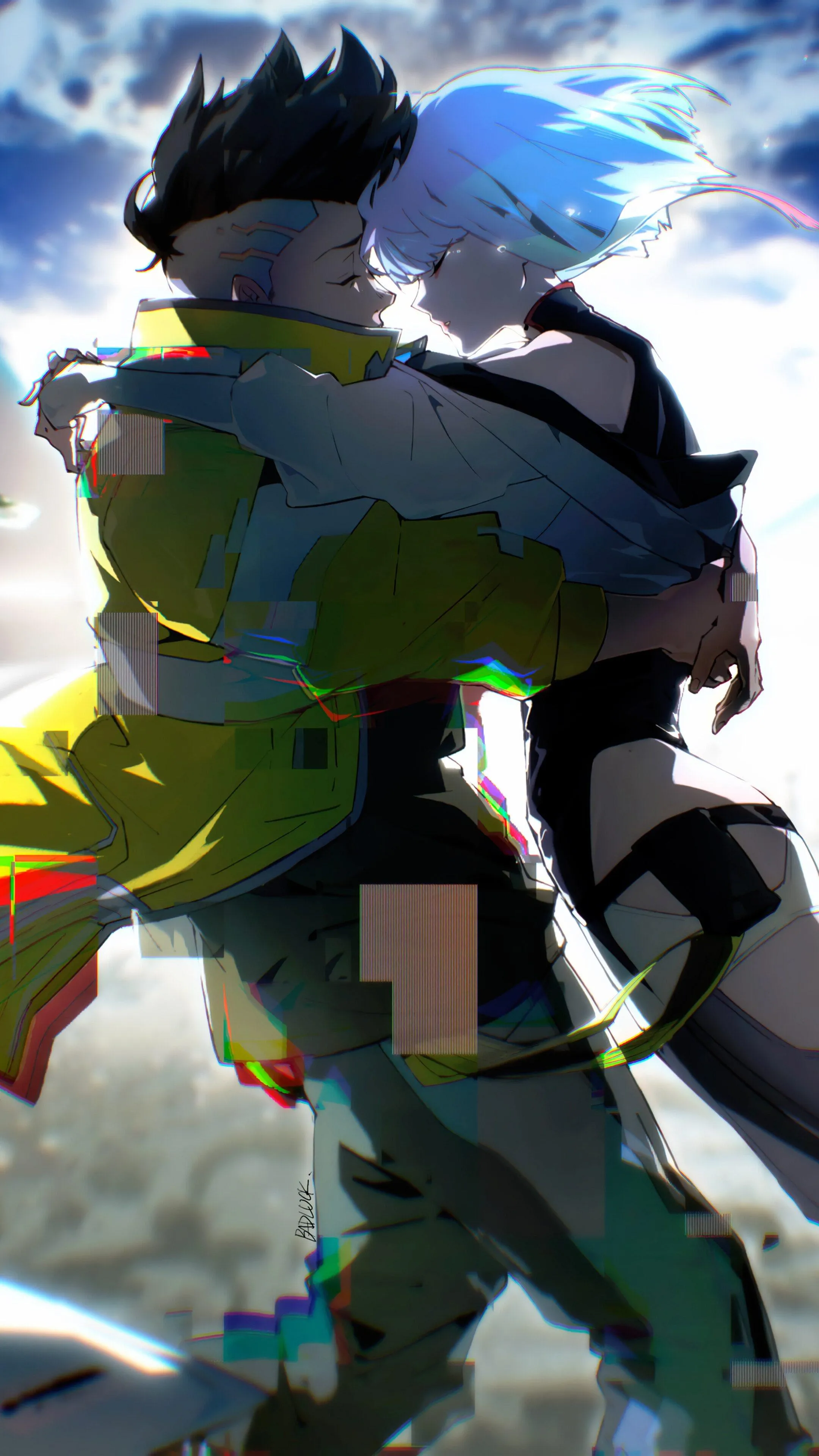 Emotional Cyber Embrace Under Neon Light Samsung S24