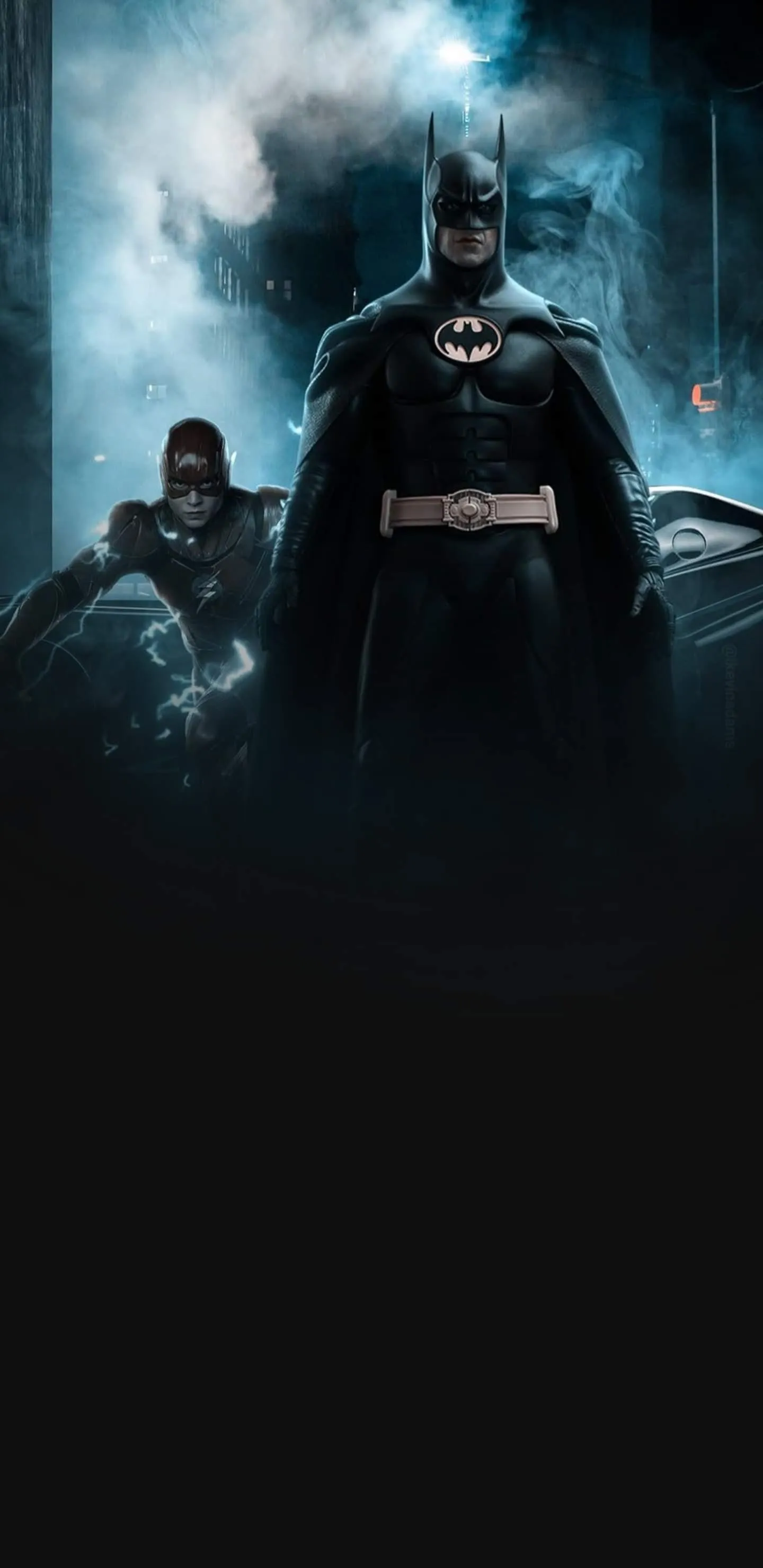 Epic Dark Warrior in Stormy Futuristic Landscape Wallpaper