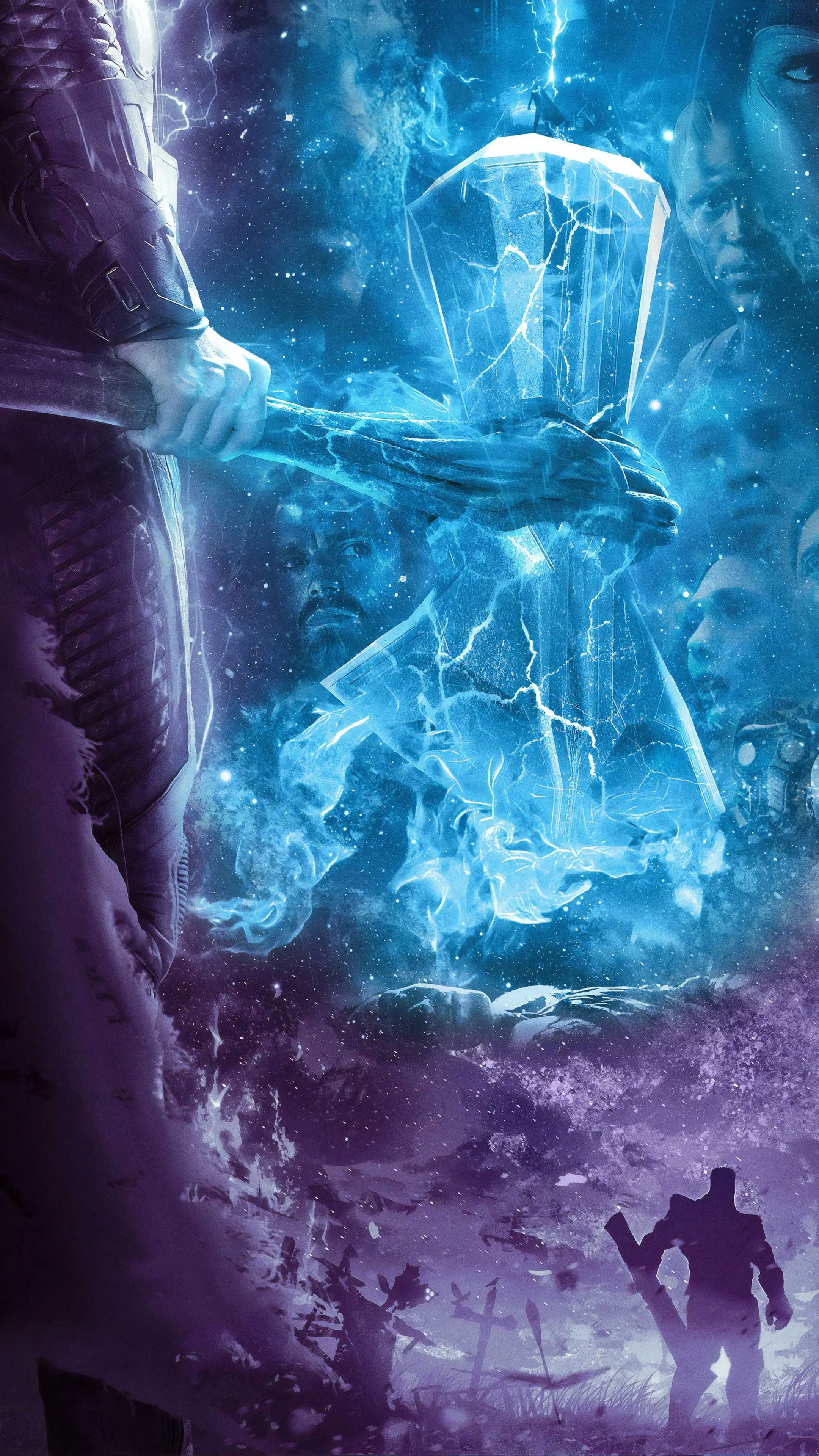 Epic Fantasy Warrior Under Magical Blue Sky Light Wallpaper