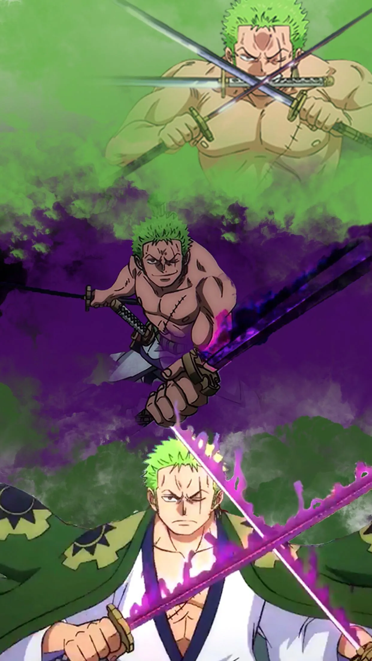 Epic Swordmaster Zoro Unleashes Power in Vibrant Anime Scene
