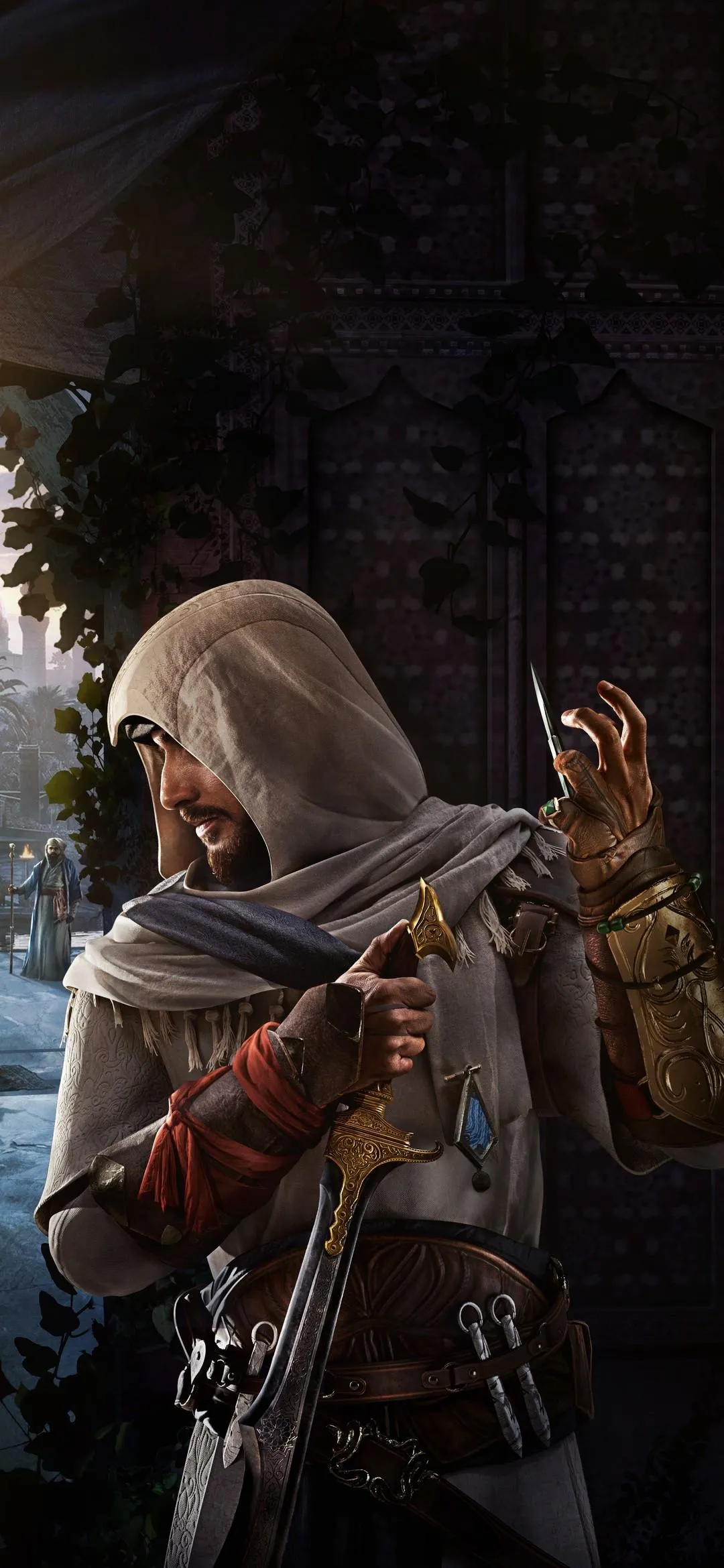 Fantasy Archer Man In Hooded Cloak Holding Bow And Arrow