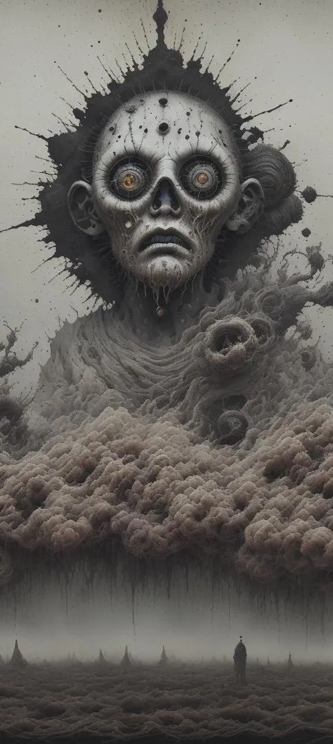 Fantasy Creature Face Emerging from Clouded Sky Wallpaper