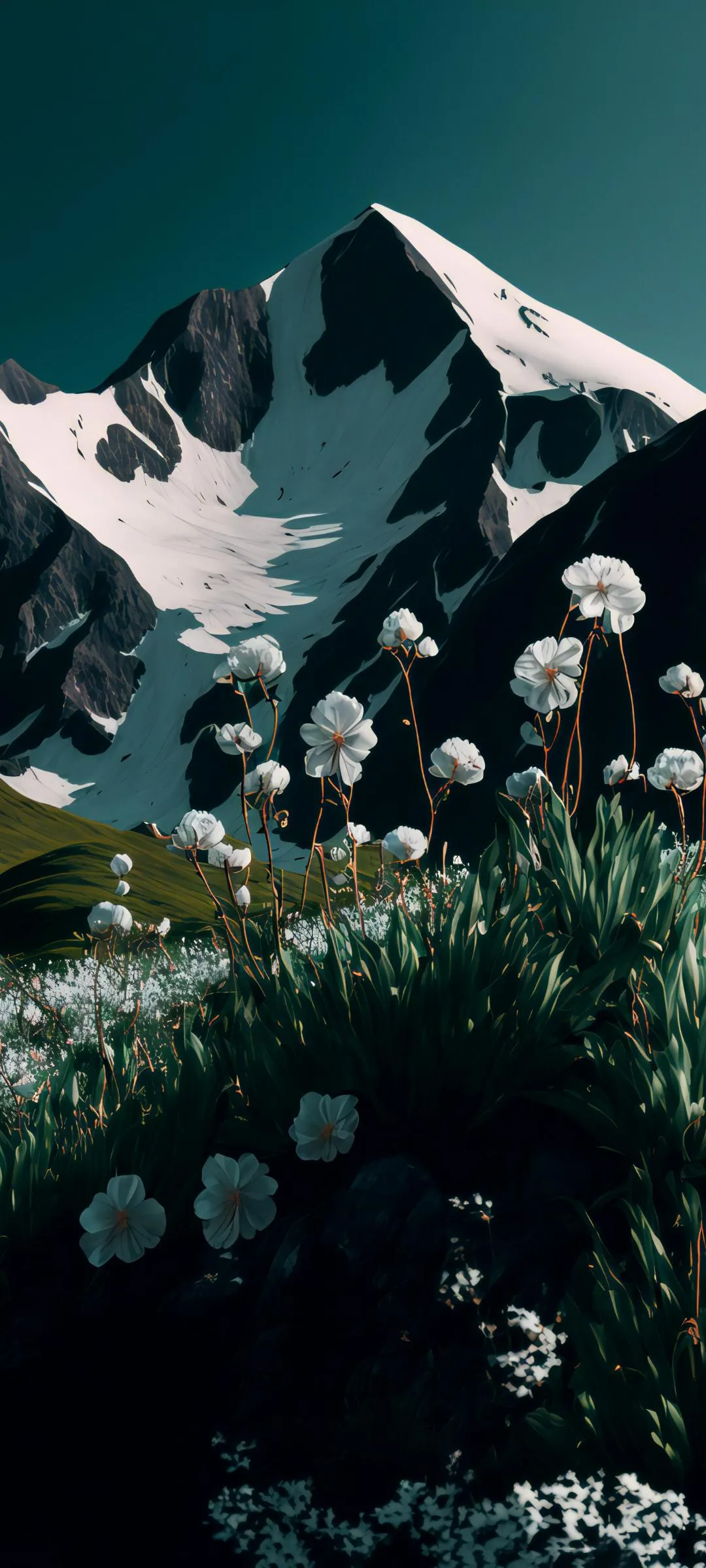 Fantasy Forest with Glowing White Mushrooms Night Wallpaper