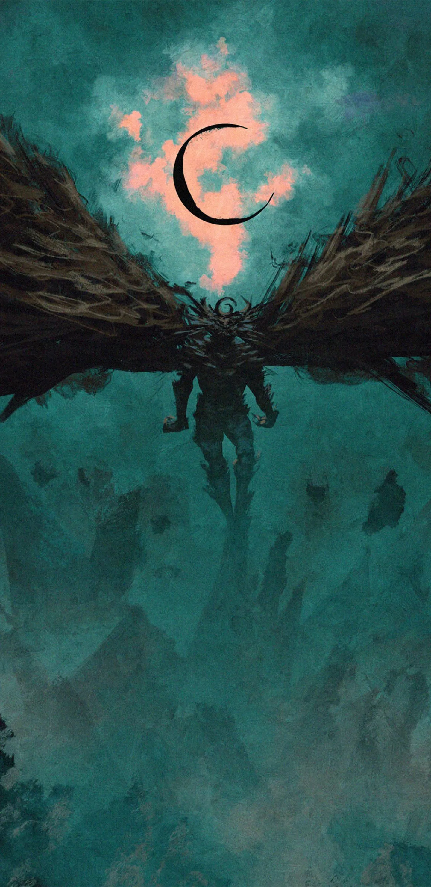 Fantasy Landscape with Flying Creature and Mountain View