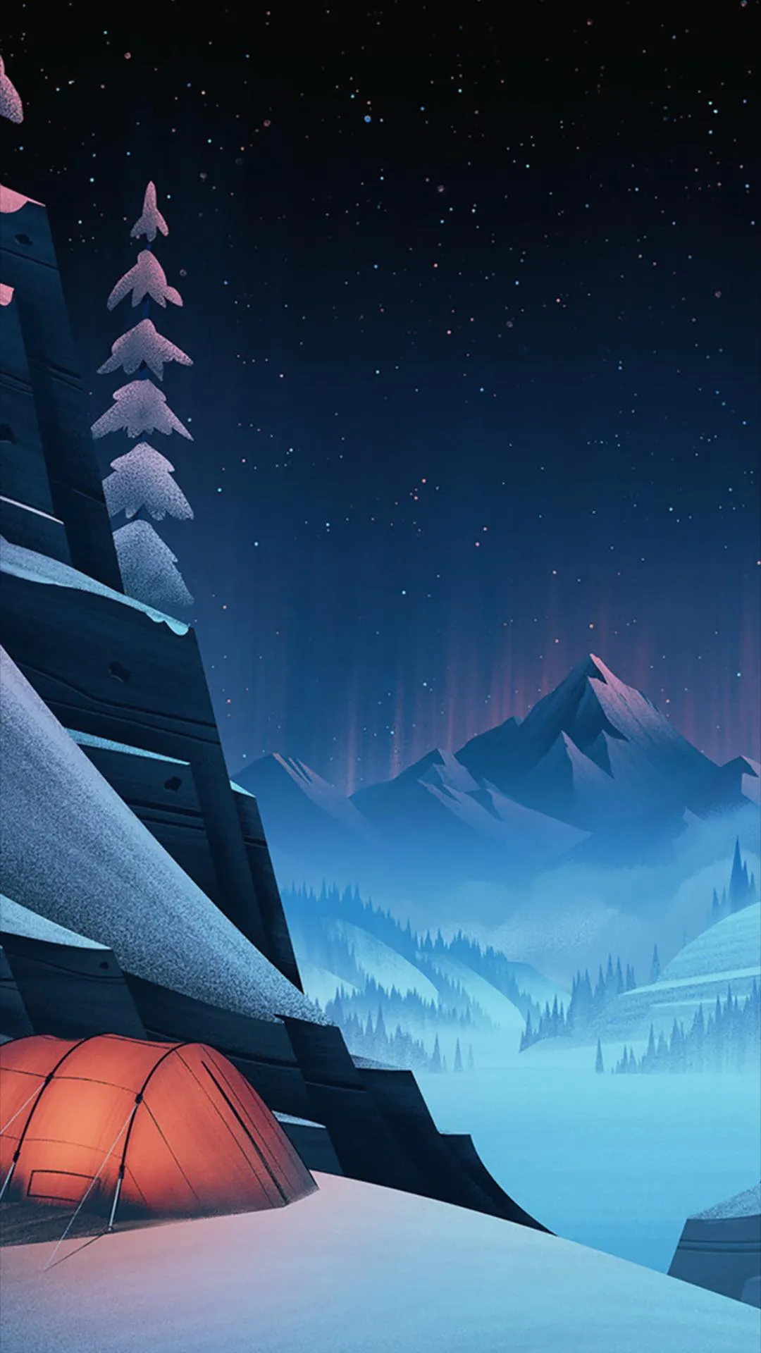 Fantasy Mountain Landscape Under Starry Night Wallpaper