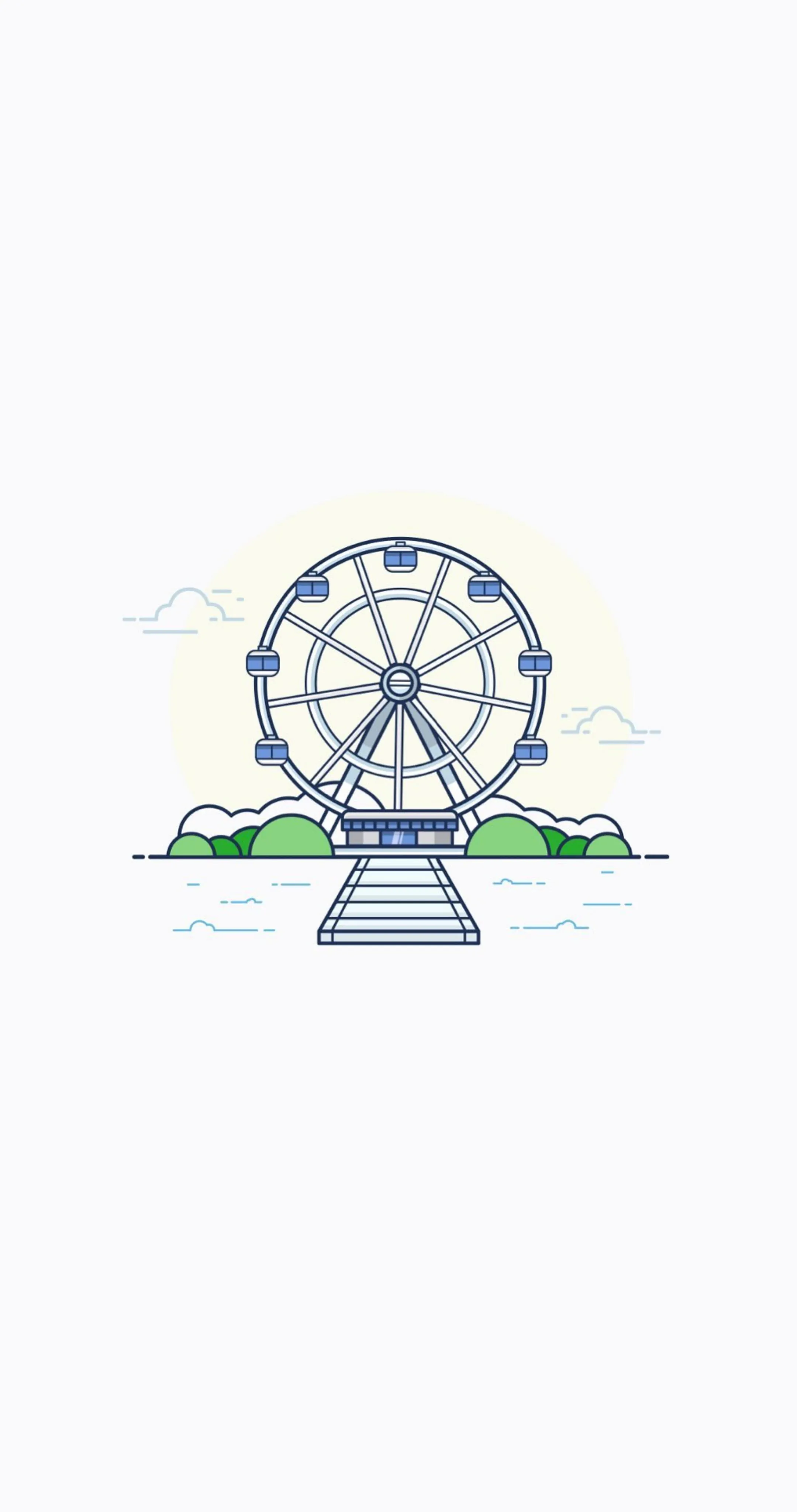 Ferris Wheel Illustration in Pastel Color Design Wallpaper