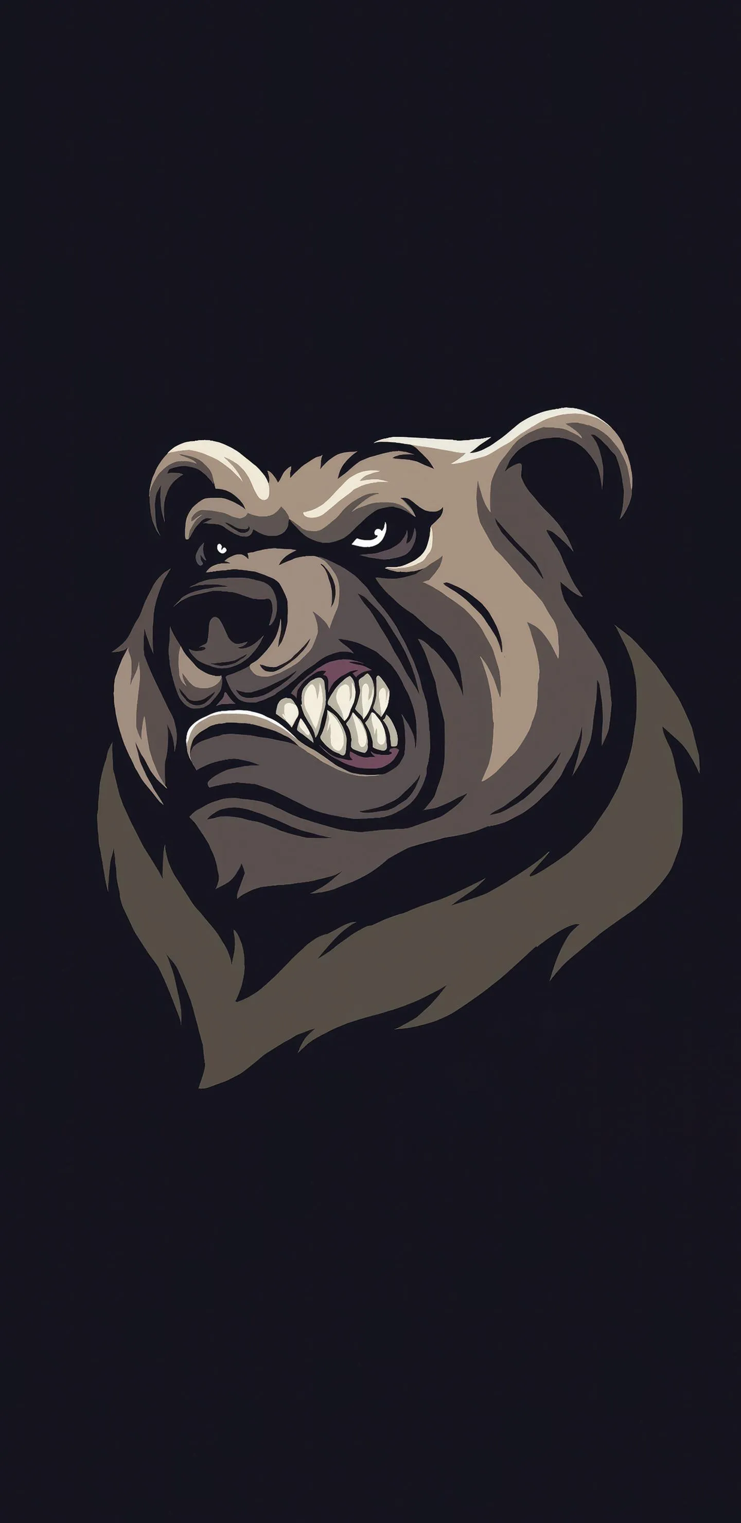 Fierce Bear Face Dark Artistic Illustration Wallpaper