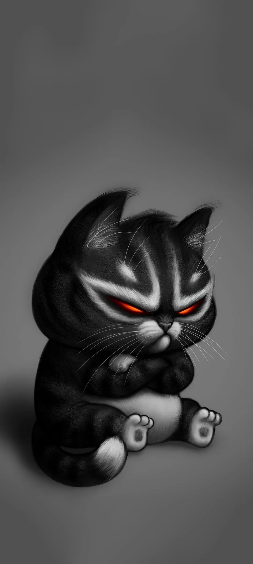 Fierce Black Cat Themed Toy with Red Eyes Artwork Wallpaper