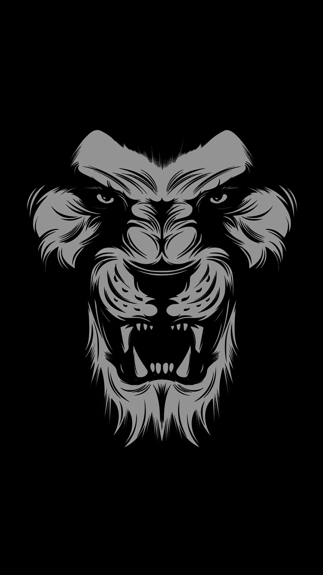 Fierce Lion Face with Bold Black Artistic Lines Wallpaper