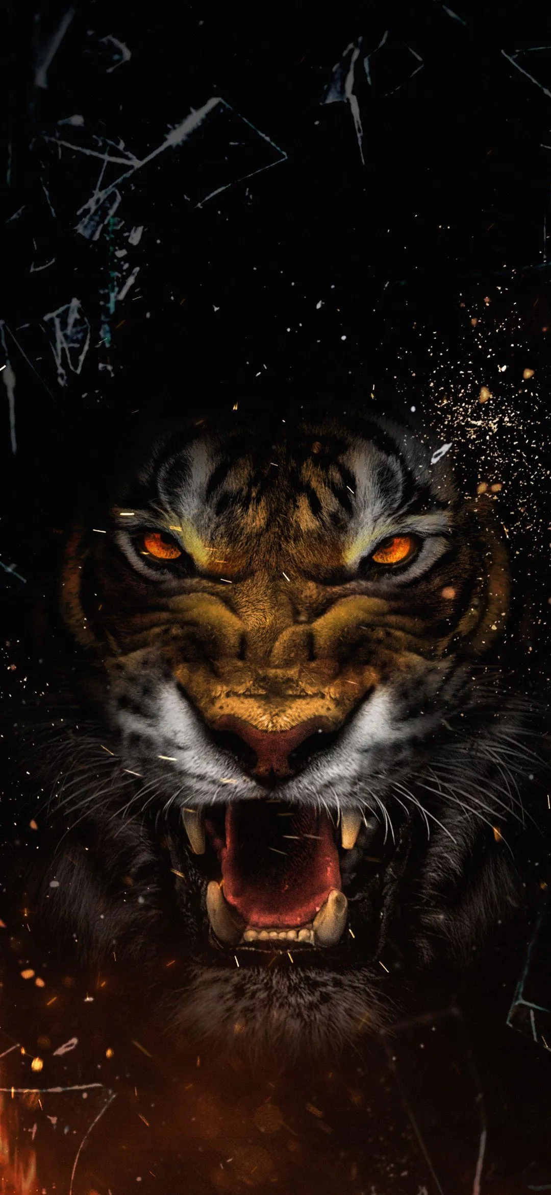 Fierce Roaring Tiger Artwork With Dramatic Dark Lighting