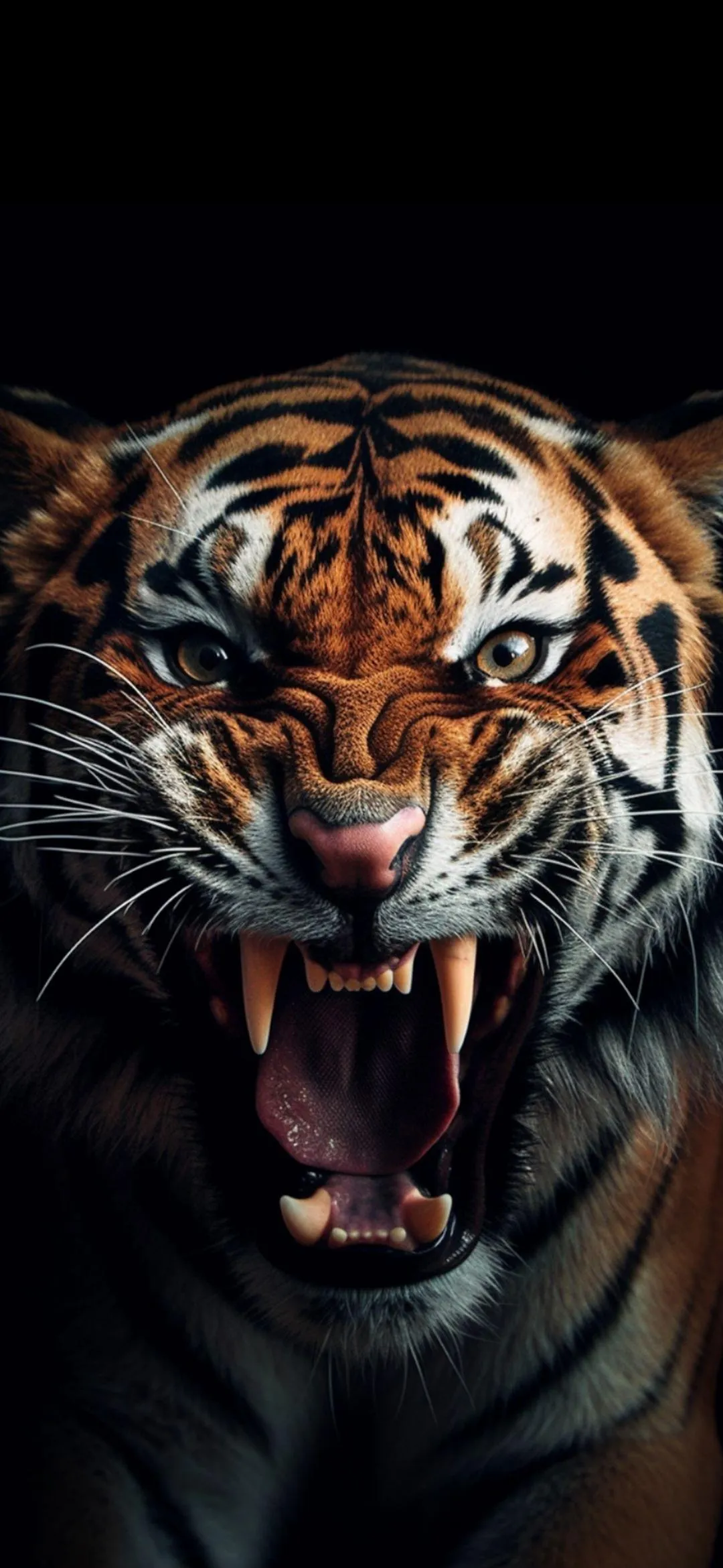 Fierce Tiger Roaring with Sharp Focus and Detail Wallpaper