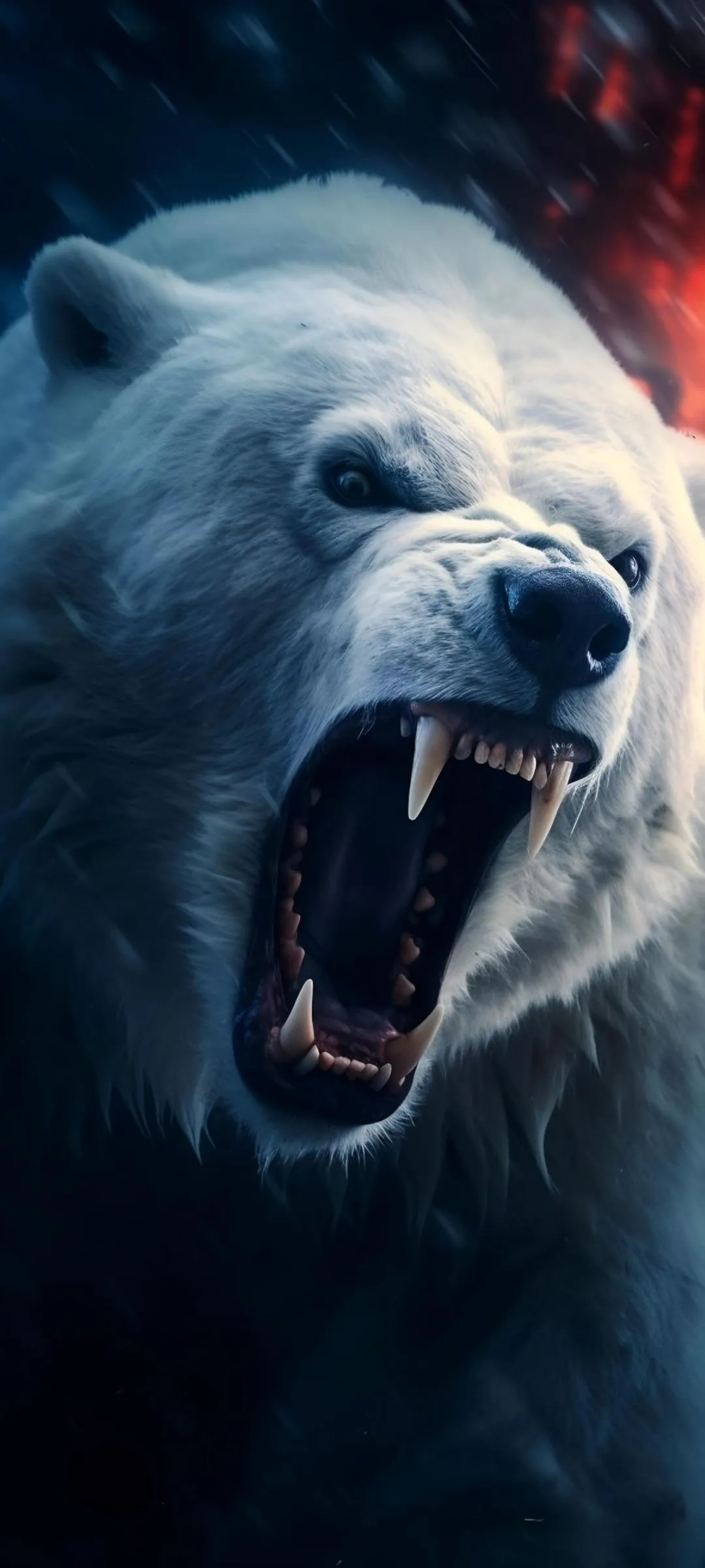 Fierce White Bear Roaring in a Dramatic Setting Wallpaper