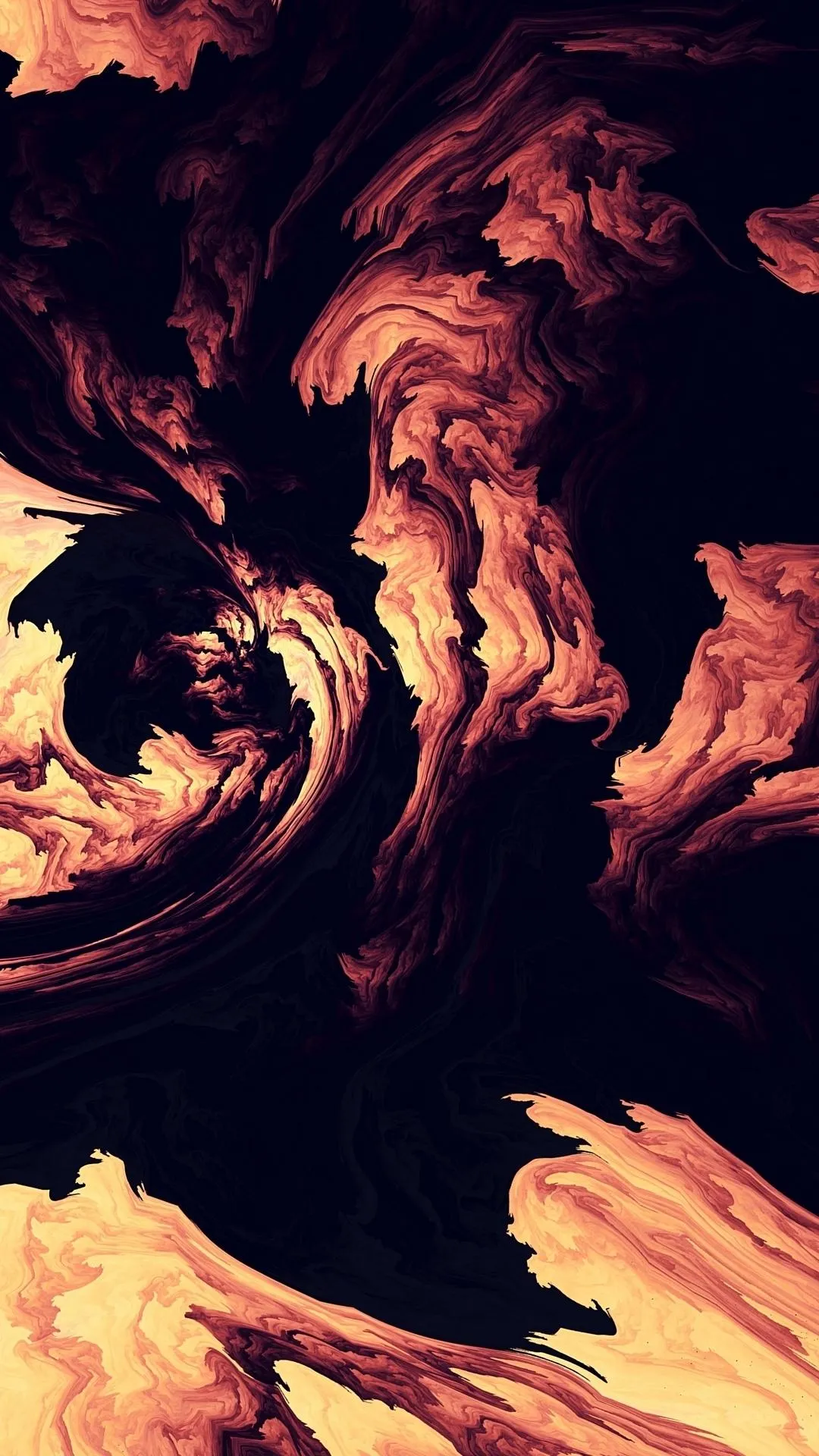 Fiery Abstract Swirl Forming Intense Molten Like Motion