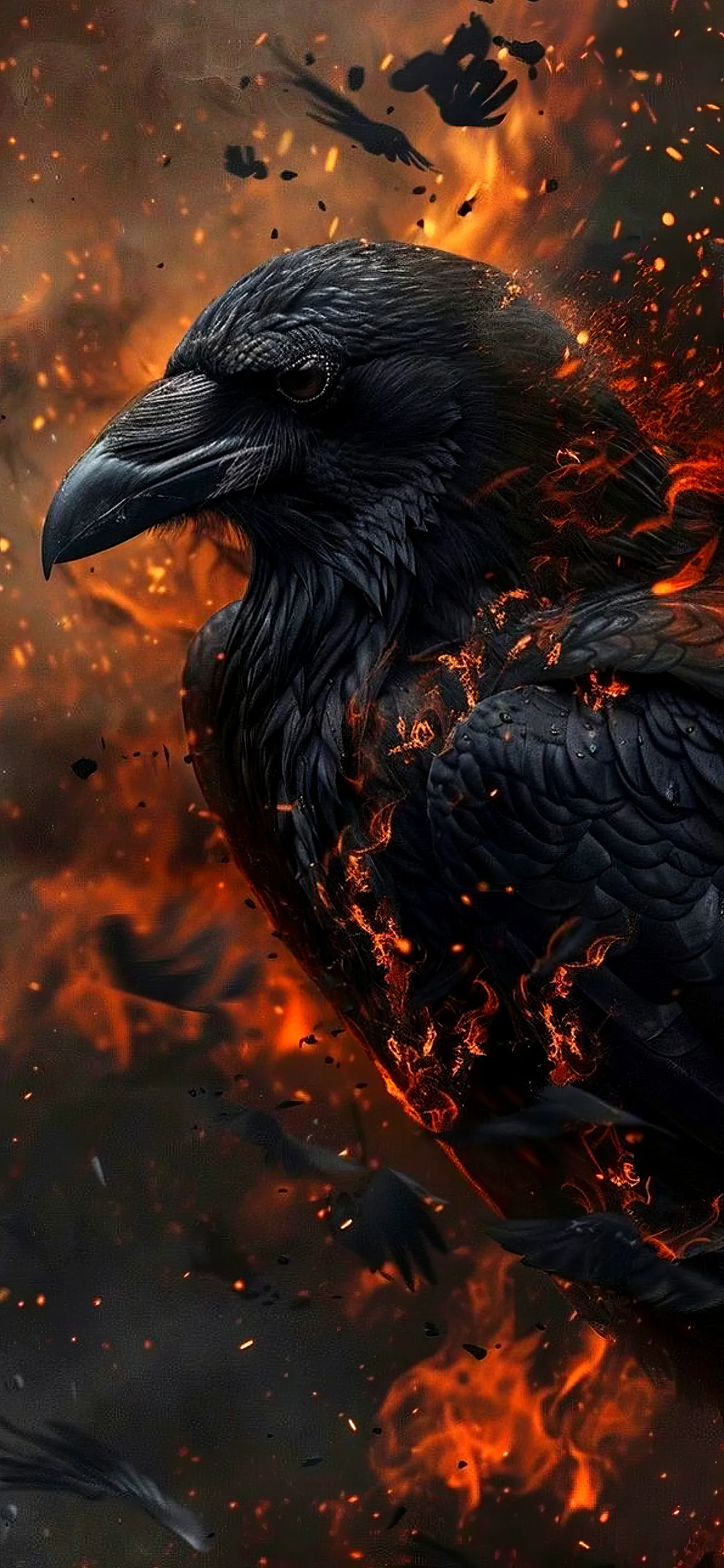 Fiery Bird with Dark Background and Dramatic Effects Image